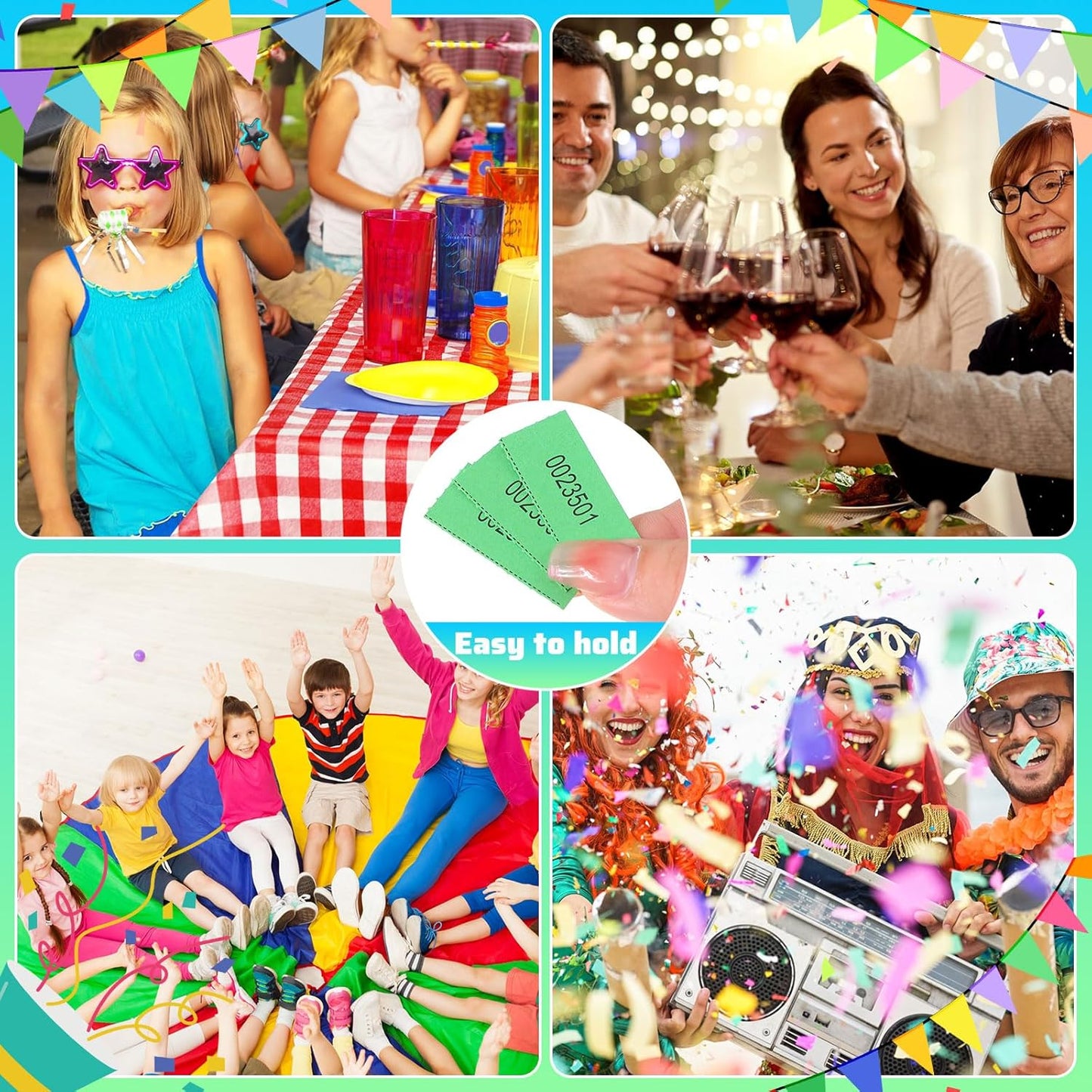 Kosiz 1000 Sheet 5 Bid Raffle Tickets Chinese Auction Tickets Sheets Auction Fundraiser Ticket Numbered with Name and Phone Number Per Sheet Raffle Tags for Silent Auction(Green)