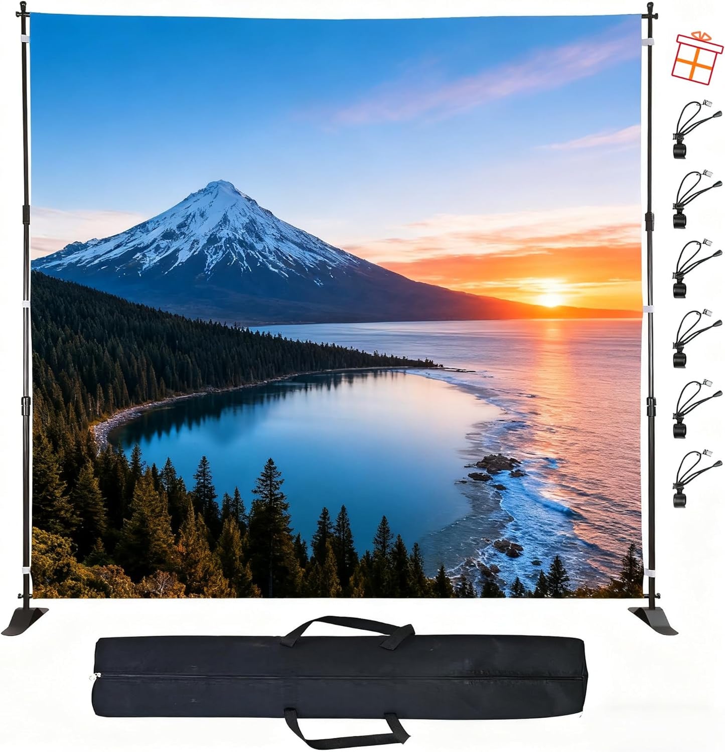 10x8ft Adjustable Metal Telescopic Tube Backdrop Stand,for Parties and Photography Sessions Heavy Duty Background Stand,Portable Install and Repeat use Banner Stand for Photoshoot,with Carrying Bag