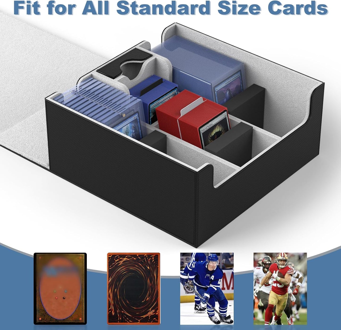 Mlikero Card Deck Case, Trading Card Storage Box for Magnetic Cards Holder and Hard Plastic Cards Protectors, Leather Magnetic Closure Deck Box Fit for MTG, TCG