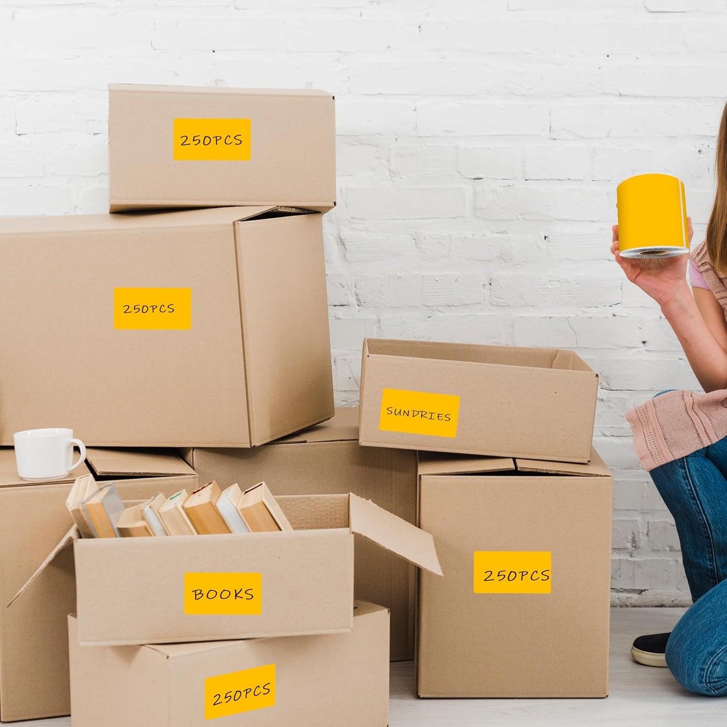 3 x 5 Inch 250Pcs Rectangle Color Coding Stickers,Strong Adhesion Easy to Write Label for Moving,Box Organization,Inventory,Business,Fluorescent Orange