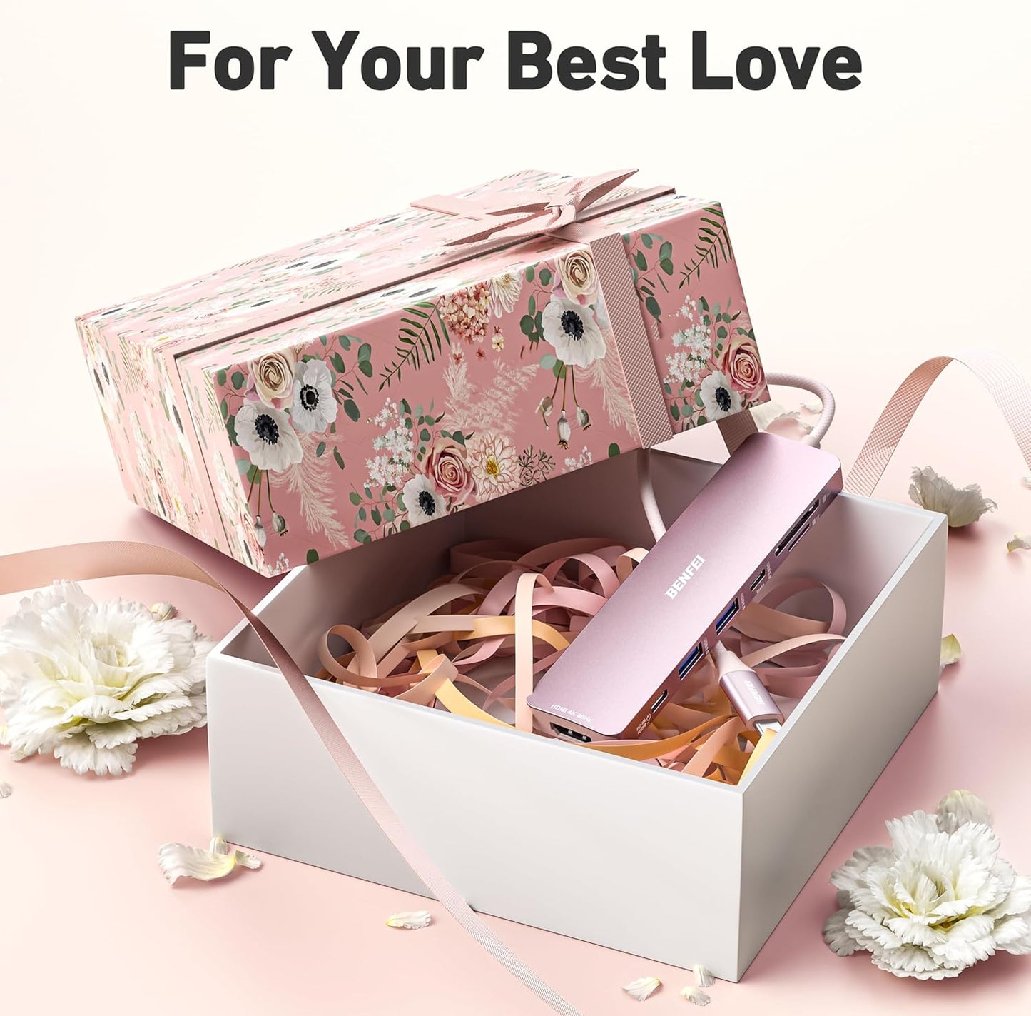 BENFEI 7-in-1 USB C Hub with HDMI(4K@60Hz), 2 USB-A, 1 USB-C Data, 100W Charge, SD/TF Card Reader, Silicone Tangle-Free Cable Compatible with MacBook Pro/Air, iPad Pro, iMac, iPhone 15 Pro/Pro Max