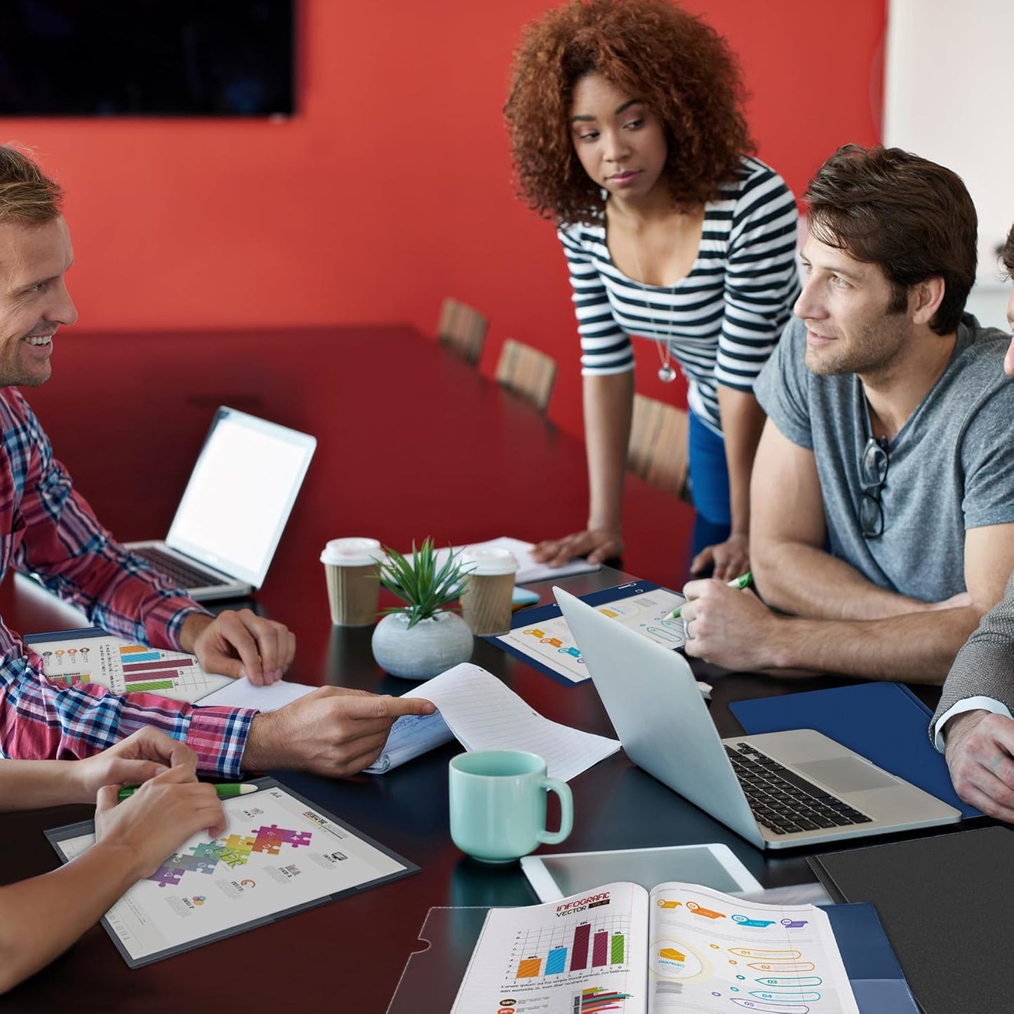 HAUTOCO 5 Pack Plastic Report Covers with 3 Prongs Fasteners Clear Front Resume Portfolio Folder for 8.5x11 Letter Size Paper, Presentation Document Report Cover for School Office Business, Navy Blue