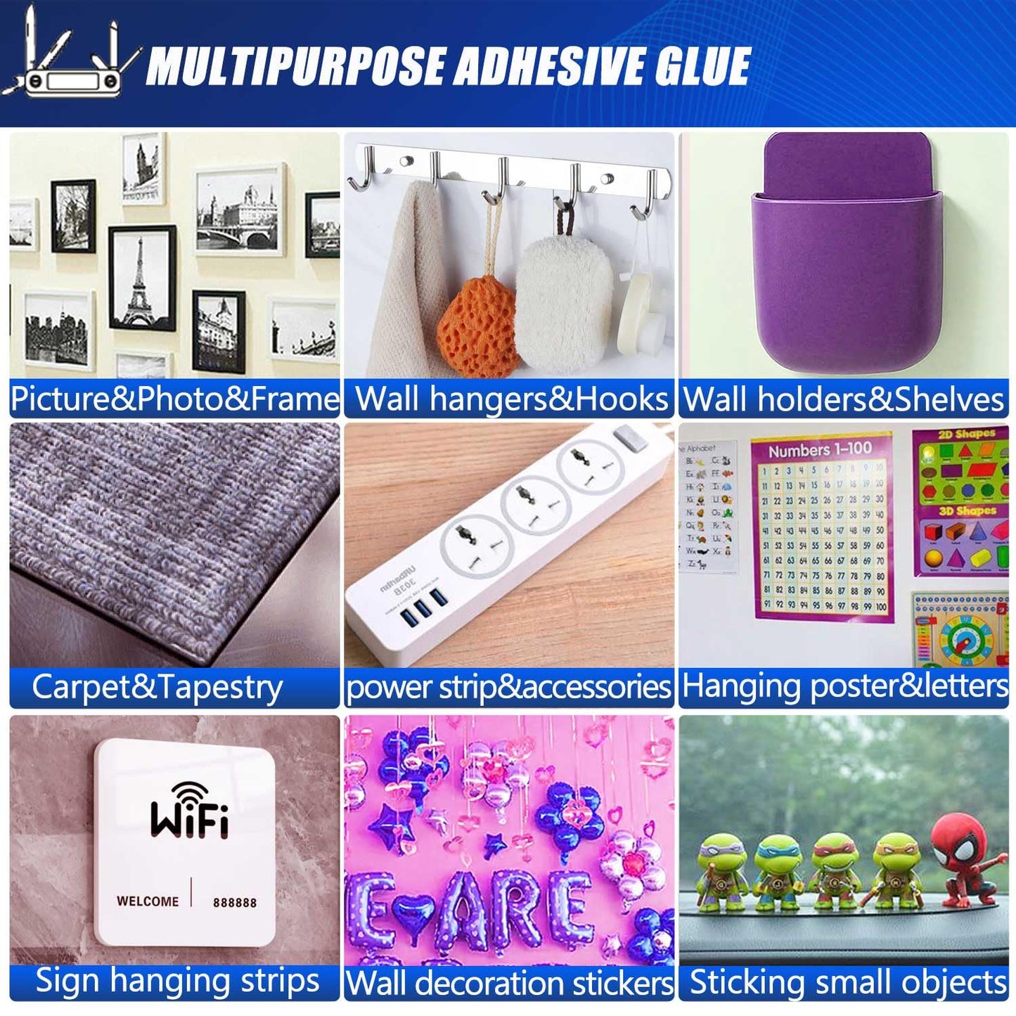 Nano Tape Adhesive Reusable,Double Sided Mounting Tape Heavy Duty Removable,Picture Hanging Strips Poster Putty,Clear Thick Gel Sticky Tack Wall Glue for Hangers,Photo(9.85 FT-5 Pack)