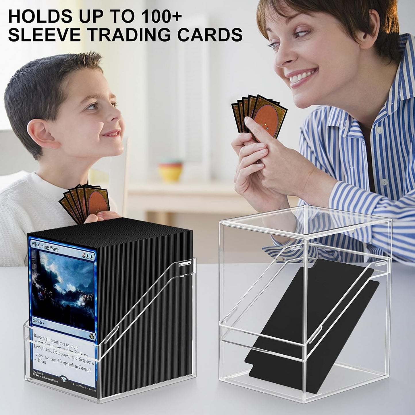 Mlikero Card Deck Cases, 12 Pack Acrylic Commander Deck Box Holding 100+ Sleeved Cards with 12 Dividers, Clear Card Storage Box Fit for MTG, TCG, Sports Cards
