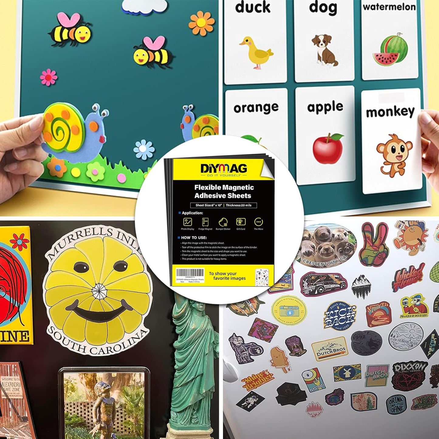 DIYMAG 30Pack Magnetic Adhesive Sheets, Magnetics with Adhesives Backing, 8x10 Inch Flexible Magnet Sheet for Crafts Photos and Die Storage Easy to Cut