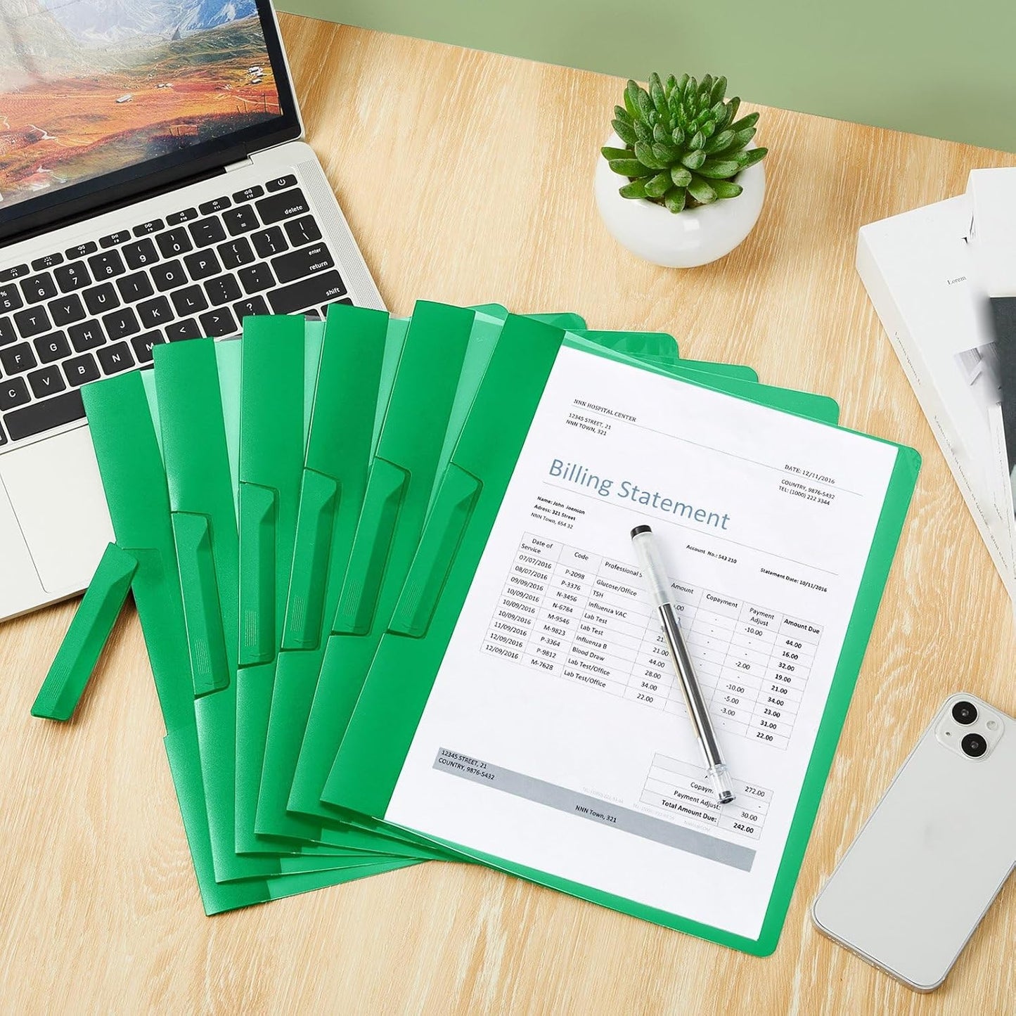 Maitys 25 Pack Clear Report Covers with Clip 11.4 x 9 Inch Presentation Folders Transparent Front Cover Portfolio Folder Resume Folder Interview Report Folders for Letter Size(Green)