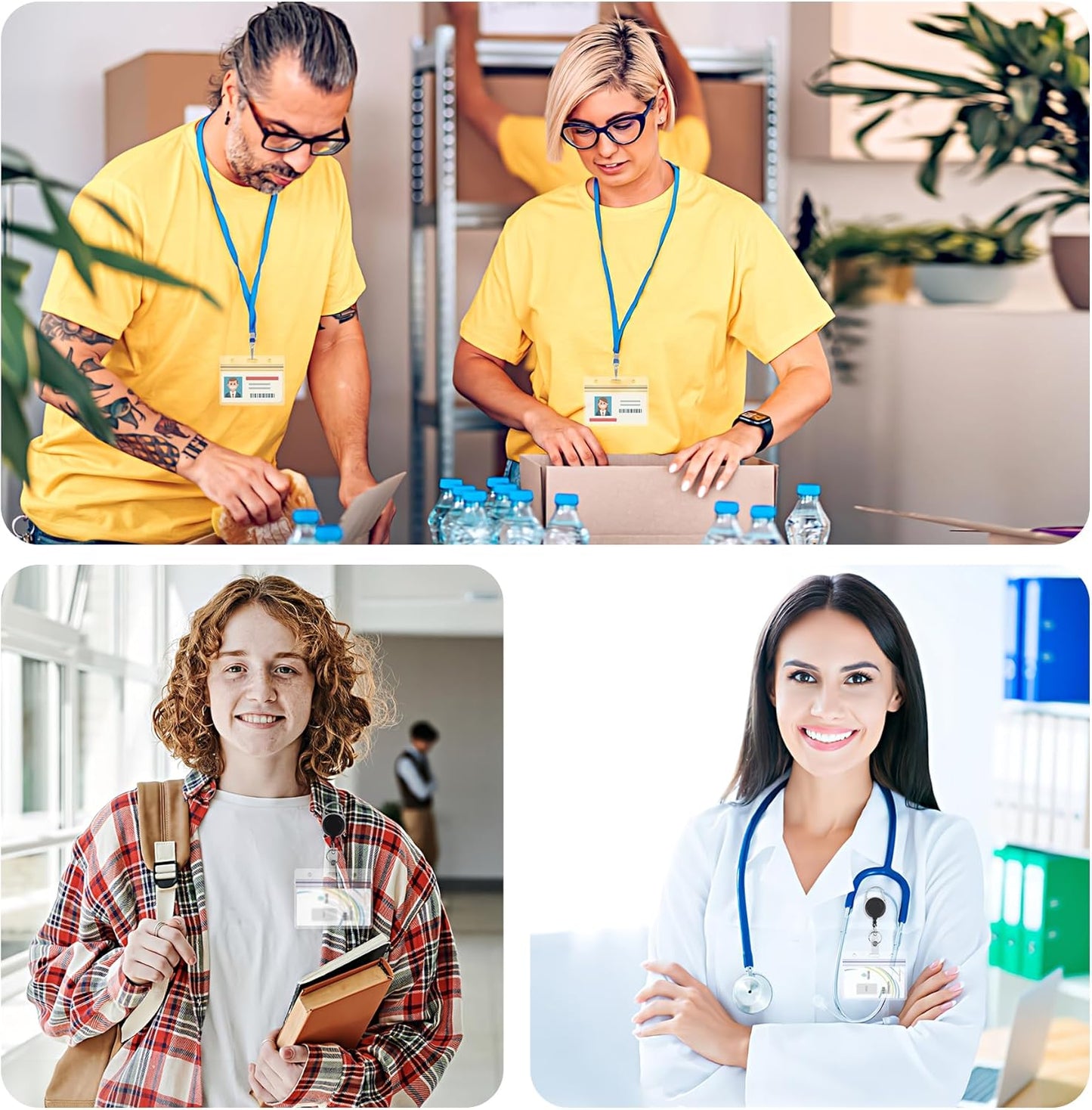 Abeyath10 Pack Extra Thick ID Card Name Badge Holder Heavy Duty Waterproof Clear Plastic PVC Horizontal Sleeve Pocket Resealable