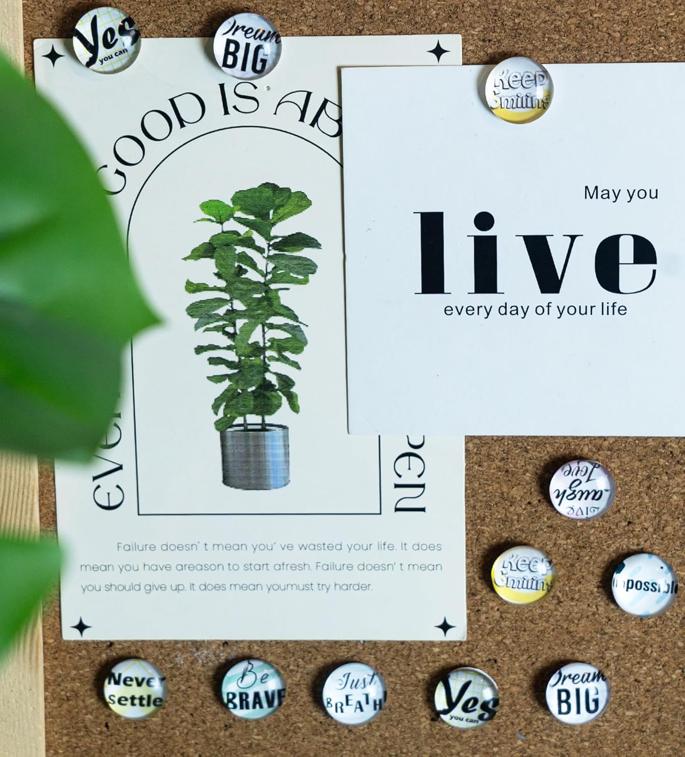 24Pcs Decorative Push Pins,Decorative Thumb Tacks for Bulletin Board, Cork Board Thumbtacks,Photos Wall Maps,Cute Thumbtack for Cubicle Decor,Classroom,Home and Office Decor(Motivational-Yes)