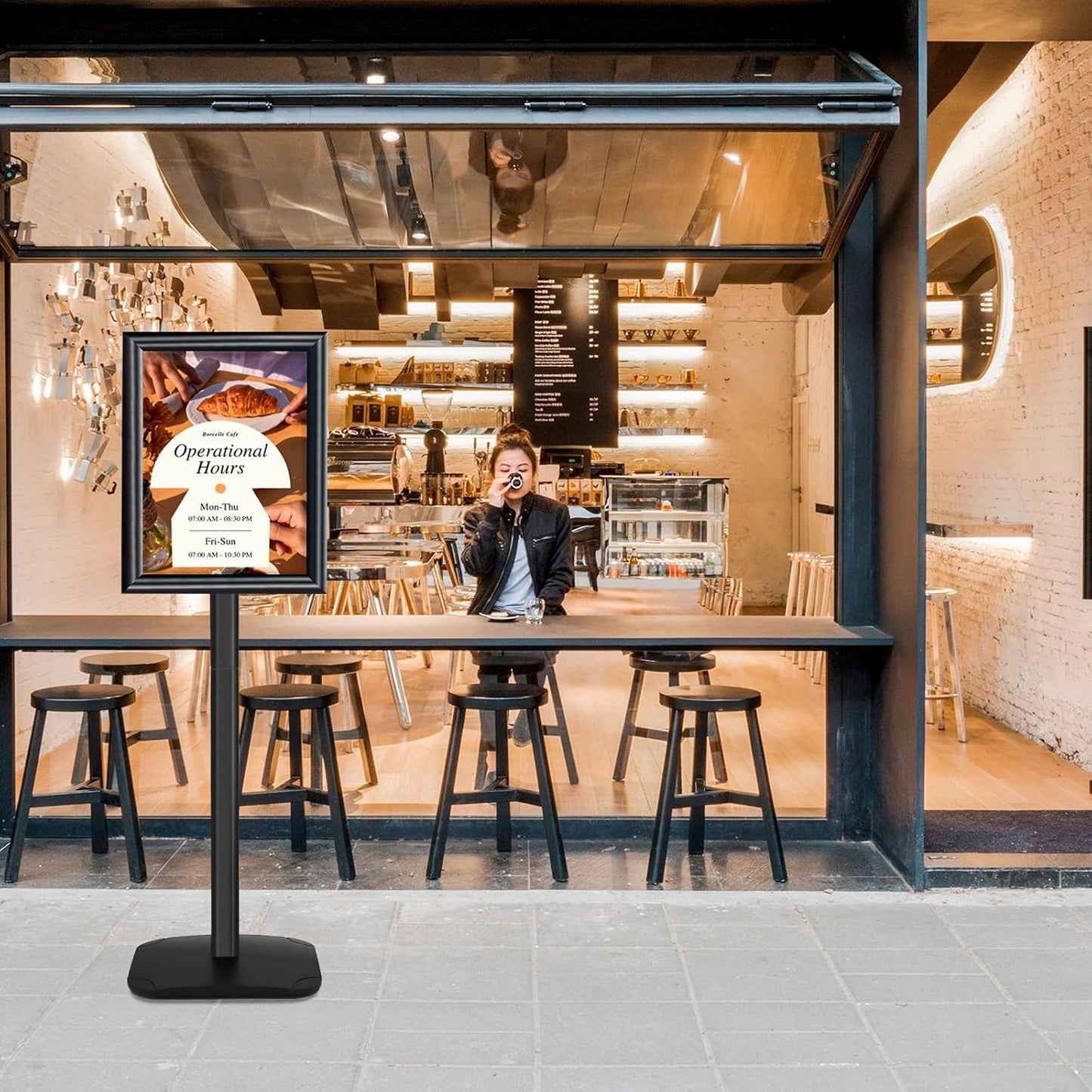 3Pcs Heavy Duty Pedestal Sign Holder for Display, 11 x 17 inches Adjustable Floor Standing Sign Holder with Weighted Base , Sign Stand for Indoor/Outdoor Advertising,Black