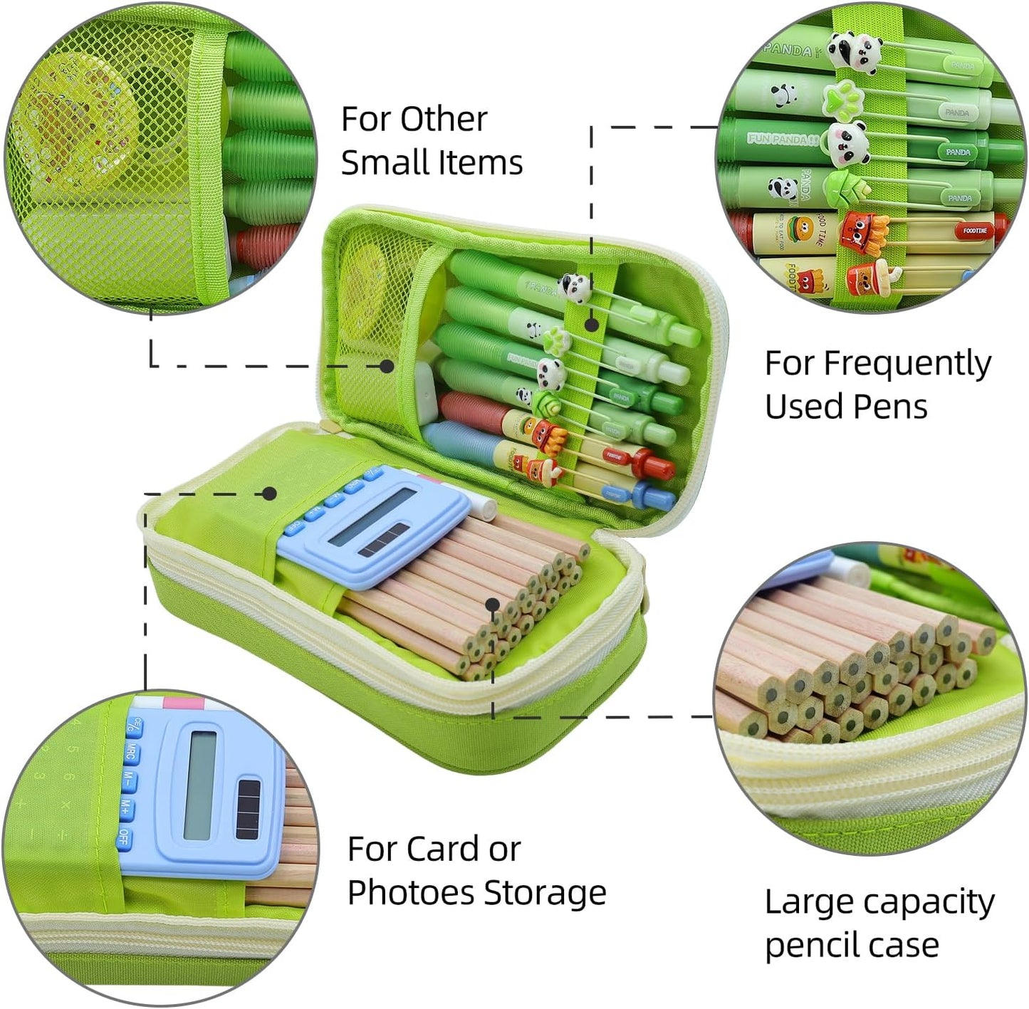 Large Capacity Pencil Case - Durable Zipper Aesthetic Pen Pouch, Big Storage Organizer for School, Office & Travel - Waterproof & Multi-Use (Fruit Green)
