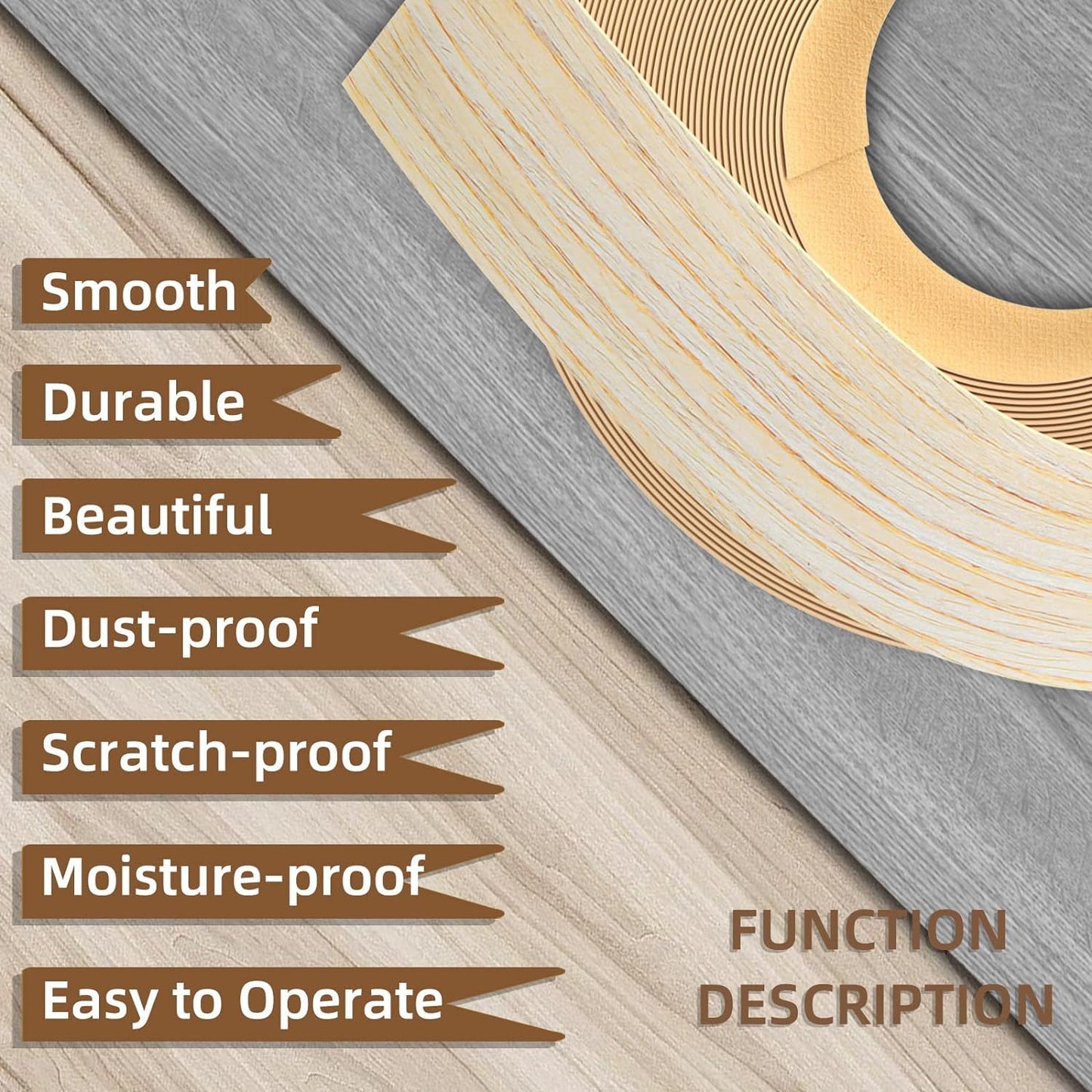 GSCIT Club Oak Edge Banding, 3 inch x 25ft roll of Veneer Edge Banding Preglued Flexible, Real Wood Tape Banding