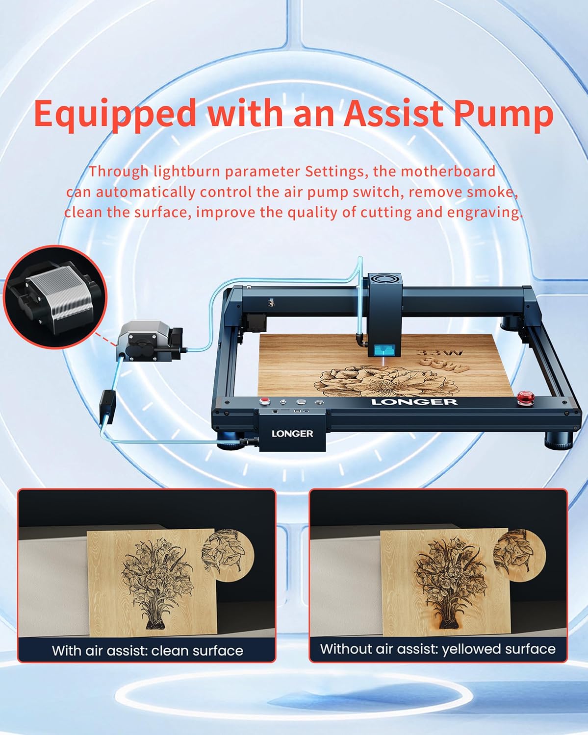Laser Engraver 30W Laser Engraver Machine with Auto Air Assist, Speed of 36000mm/min Laser Cutting Machine and Engraving Machine for DIY Jewelry, Metal, Wood, Leathe (Working Area 17.72x17.32 inch)