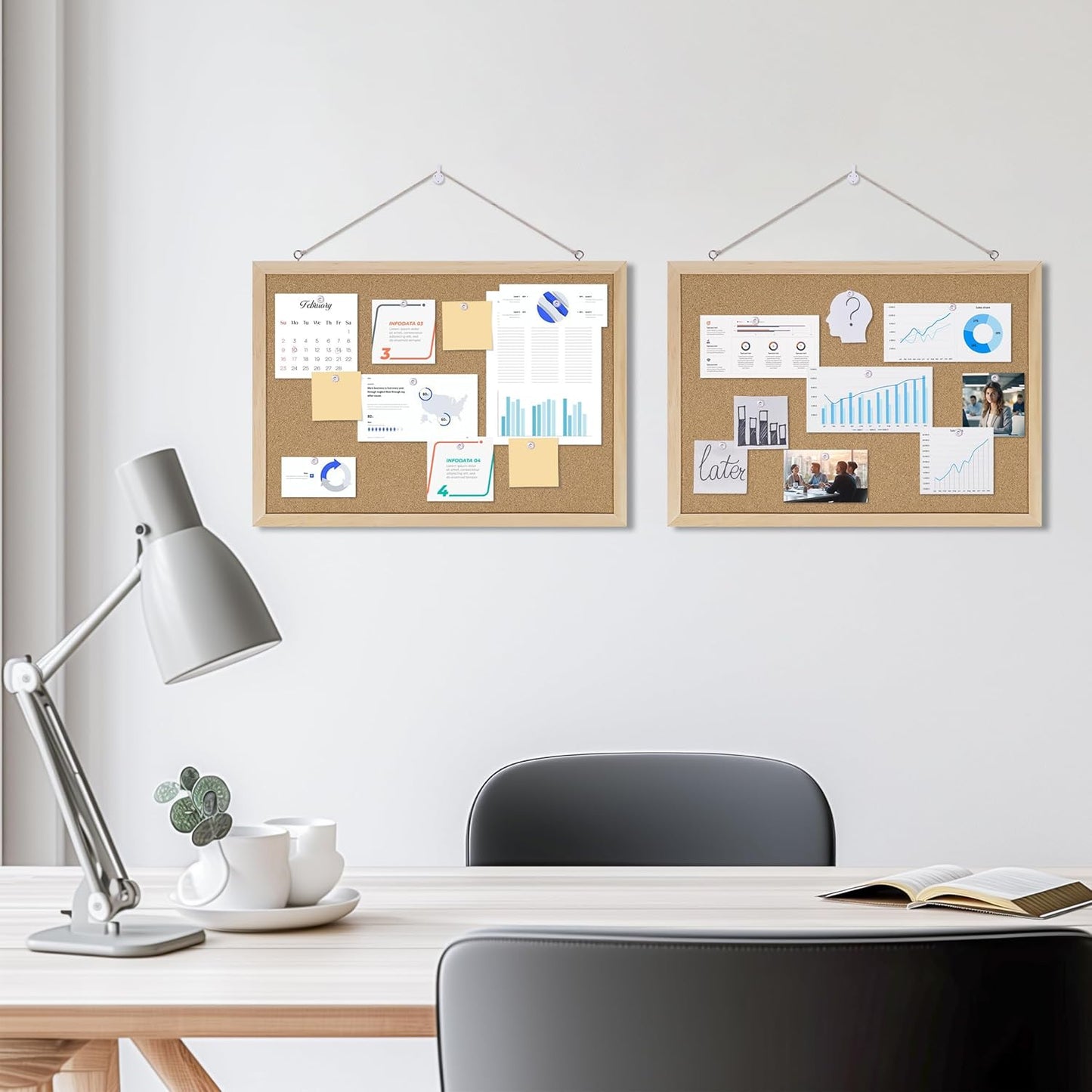 Cork Board Bulletin Board,17"X 12" Cork Board for Office with Pin Oak Wood Boards,Hanging Corkboards for Office Home School Message Board or Vision Board Decoration.