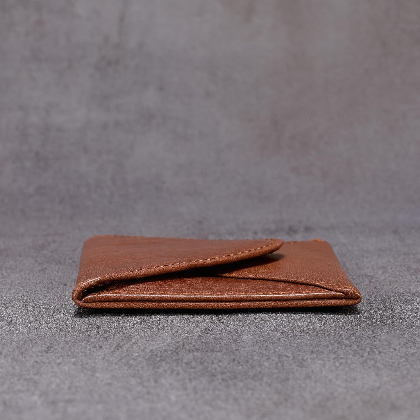HISCOW Envelope Business Card Case with Magnet Closure - Italian Calfskin (Coffee Vegetable-Tanned Leather)