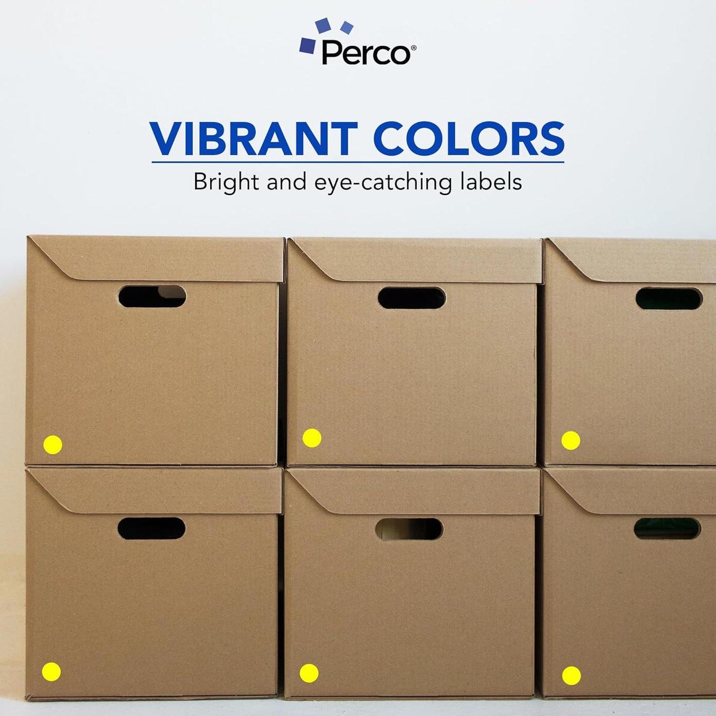 Perco Fluorescent Yellow 1-Inch Round Circle Dot Sticker Labels with Easy Peel Perforation - 1,000 Labels per Roll - Strong Adhesion, Vibrant Colors for Organizing, Crafting & More - Made in USA