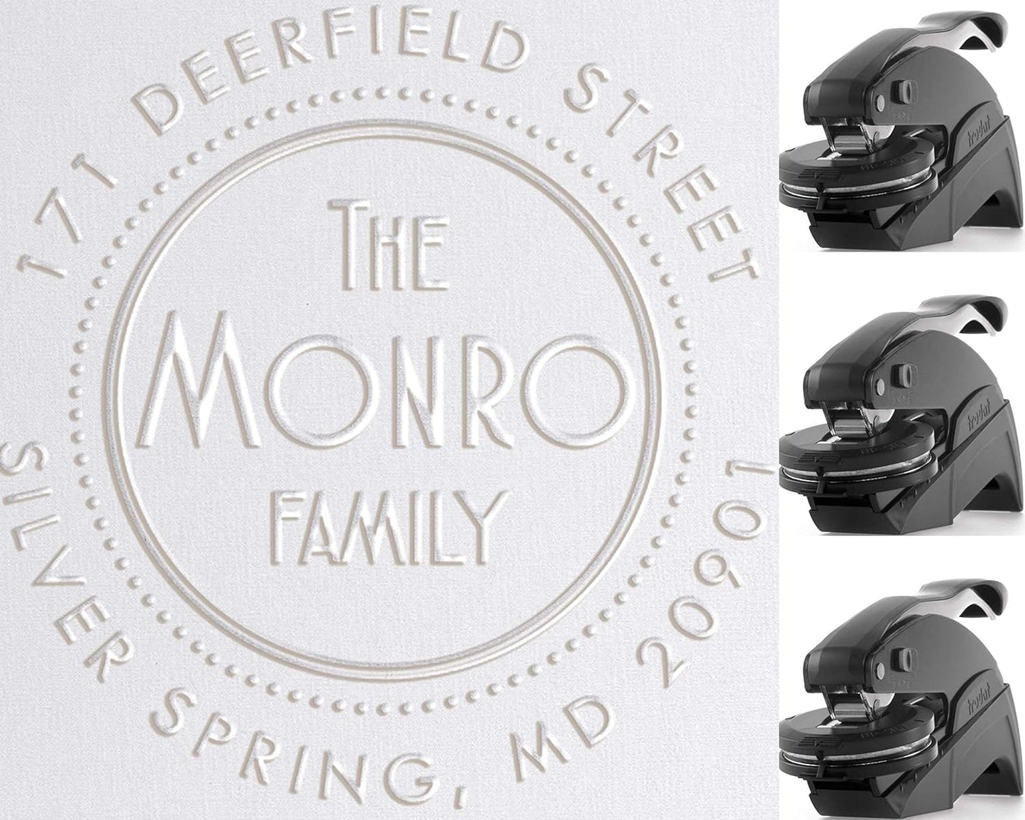 Custom Address Embosser, Monogram Embosser, Personalized Embossing Seal, Personalized Stamp, Hand Embosser. for Office (Design 2)