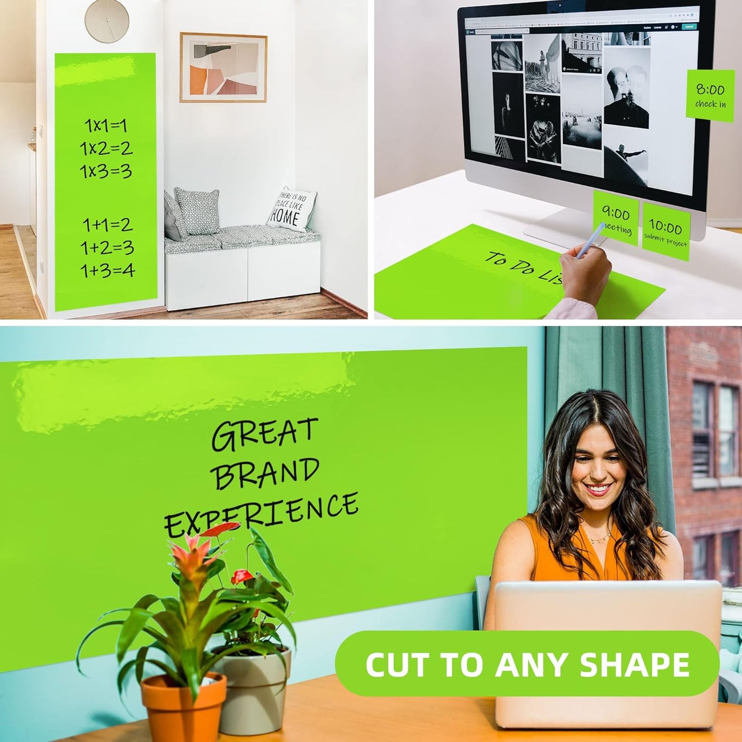 T&W SAME FILM White Board Dry Erase-Colorful Whiteboard Wall Sticker Roll 17.3''X78.7''-Self Adhesive Dry Erase Paper for Desk/Glass/Fridge/Office/Door/Classroom/Kids/Adults-3 Markers-Green