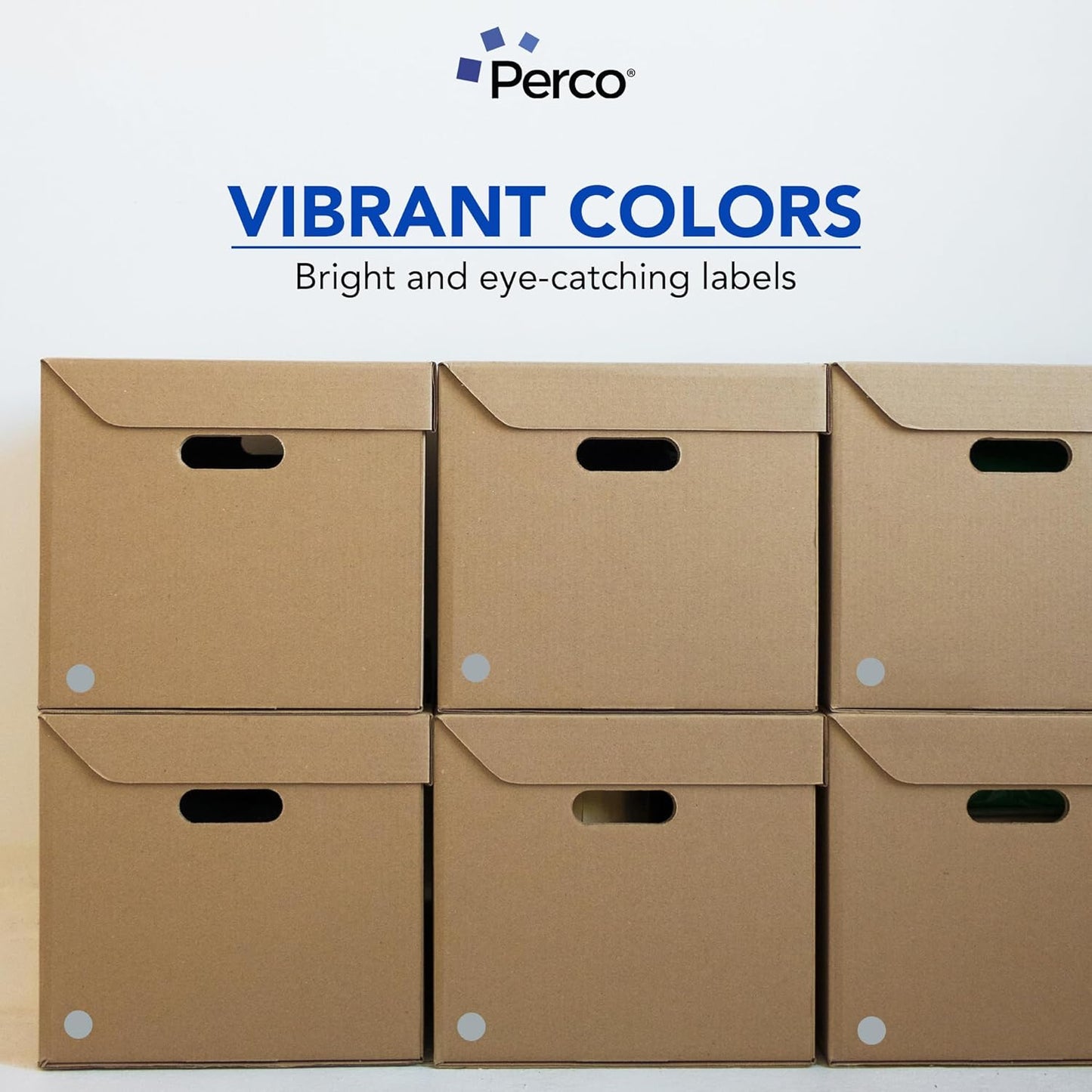 Perco Grey 1-Inch Round Circle Dot Sticker Labels - Multi-Roll Pack (3 Rolls, 1,000 Labels Each) - Permanent Adhesive, Vibrant Colors, Strong Hold - Perforated for Easy Use - Made in USA