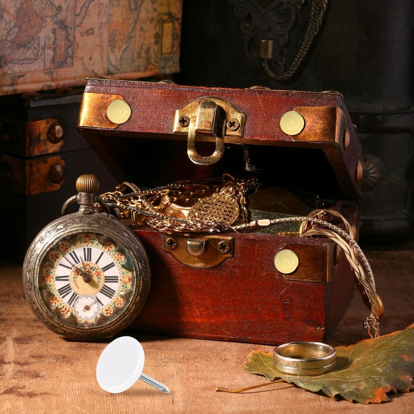 uxcell 120Pcs Push Pins, 11mmx10mm Round Flat Head Decorative Thumb Tacks Upholstery Tacks for Cork Board Office Wall Hangings, White