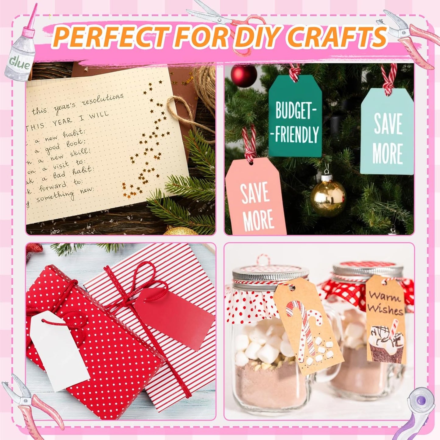 6-Pack Craft Hole Punchers Set - 1/4 Inch Hole Punch for Paper, Binder & Scrapbooking | Circle, Heart, Star, Triangle Shapes | Soft-Grip Handles, Auto Paper Chip Collector, Lightweight