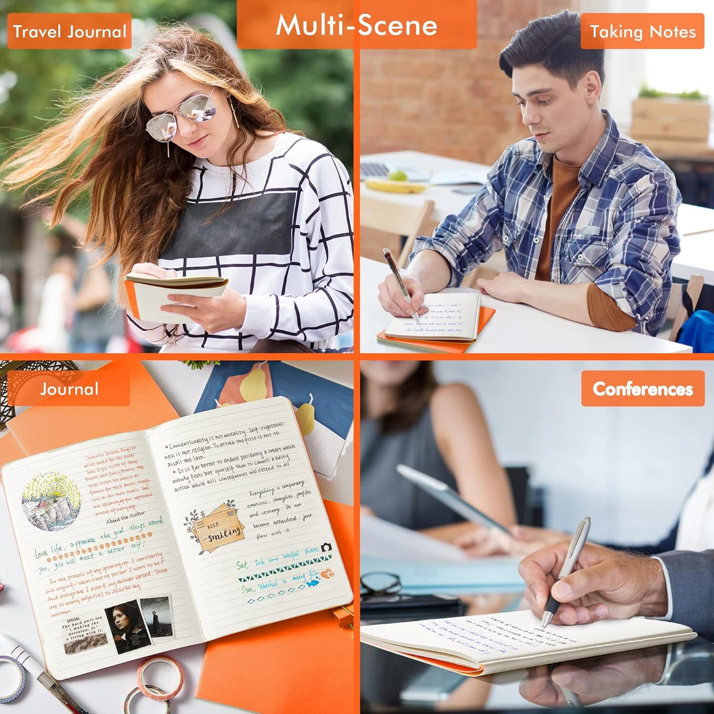 feela 16 Pack Soft Cover Journal Bulk, Lined Notebooks College Ruled for Work for Women Girl Writing, Blank Travel Journal Note Taking Notebook School Business Supplies, 8.2” x 5.5”, A5, Orange