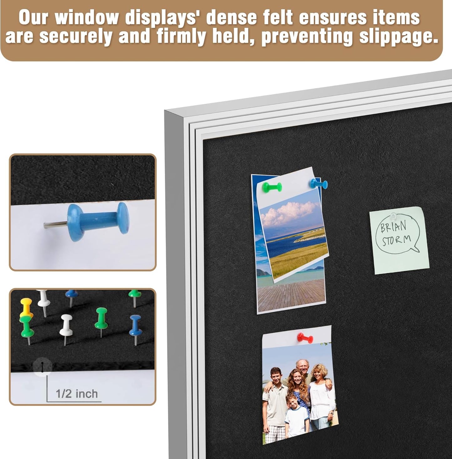48"x30" Enclosed Bulletin Board, Outdoor Lockable Weather-Resistant Aluminum Cork Noticeboard for School & Office, Silver Frame w/Black Flet
