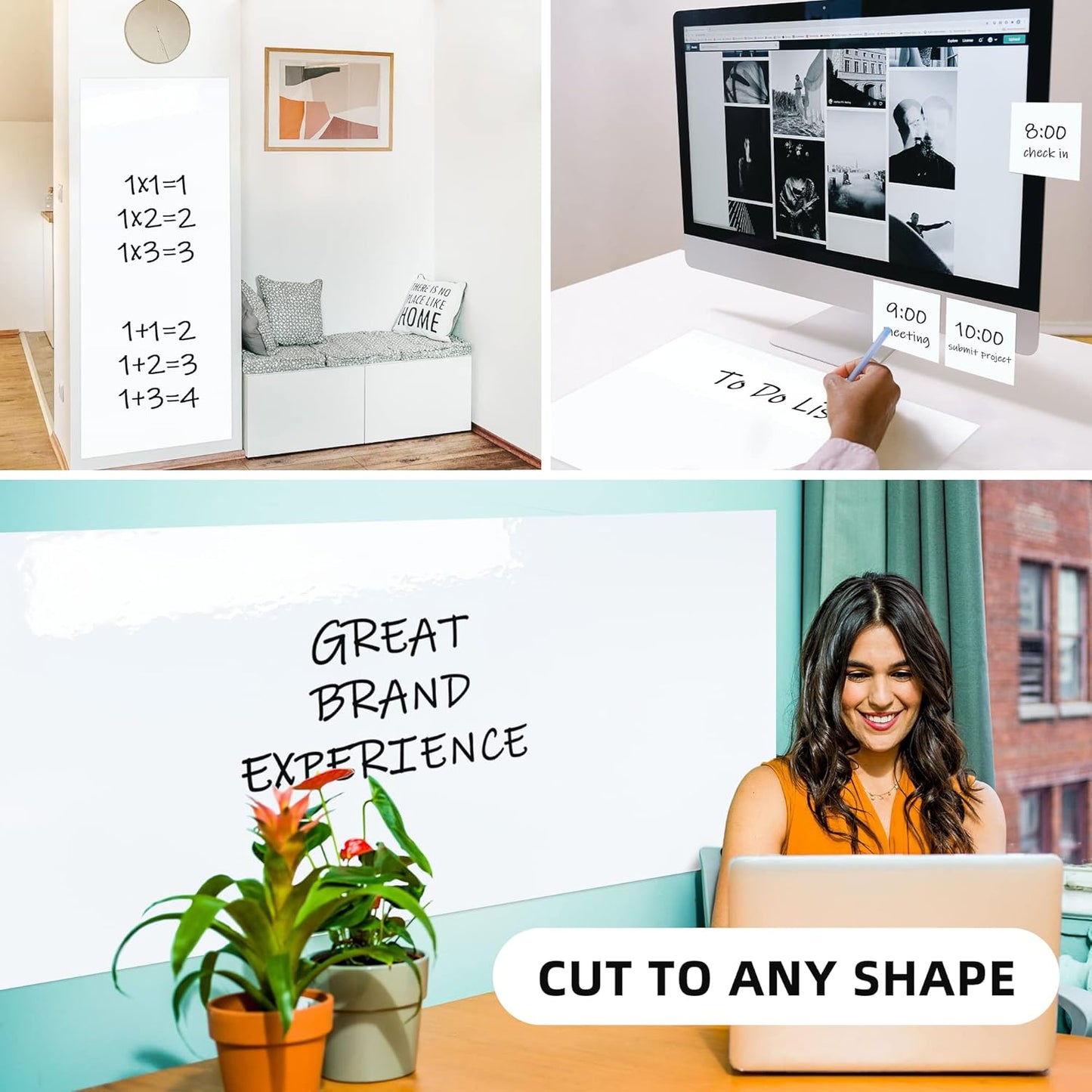 T&W SAME FILM White Board Dry Erase-Whiteboard Wall Sticker Roll 17.3''X78.7''-Self Adhesive Dry Erase Paper for Desk/Glass/Fridge/Office/Door/Classroom/Kids/Adults-3 Markers-White