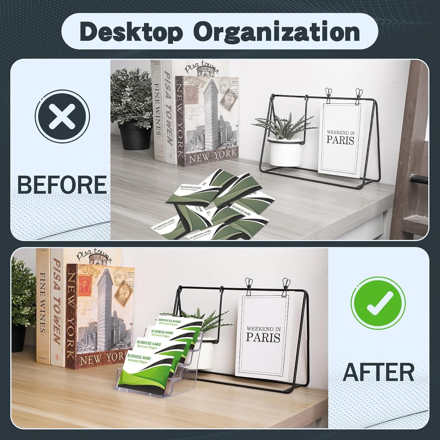 Acrylic Business Card Holder for Desk,4-Tier Clear Plastic Display Stand with 4 Pockets,ldeal for Office & Workspace Organization,2 Pack