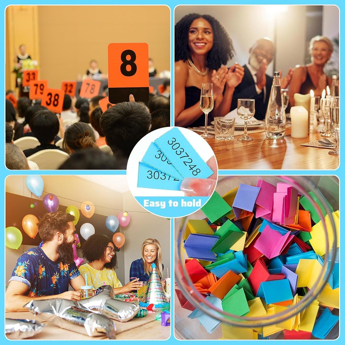 Kosiz 504 Sheets 15 Bid Raffle Ticket with Different Numbers Per Sheet Chinese Auction Tickets for Events Church Basket Auction Silent (Lake Blue)