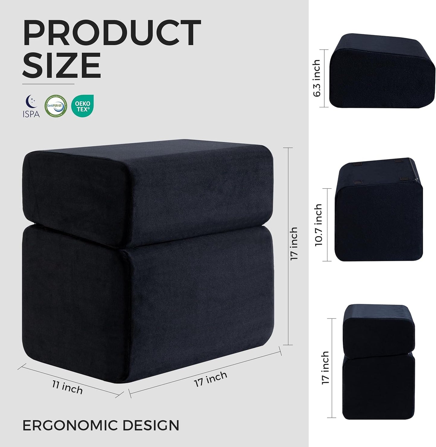 Ganondorf Foot Rest for Under Desk at Work Adjustable Foot Rest Under Desk Ergonomic Foot Stools for Under Office Desk Leg Pillow for Underdesk Footrest with Washable Cover, Black