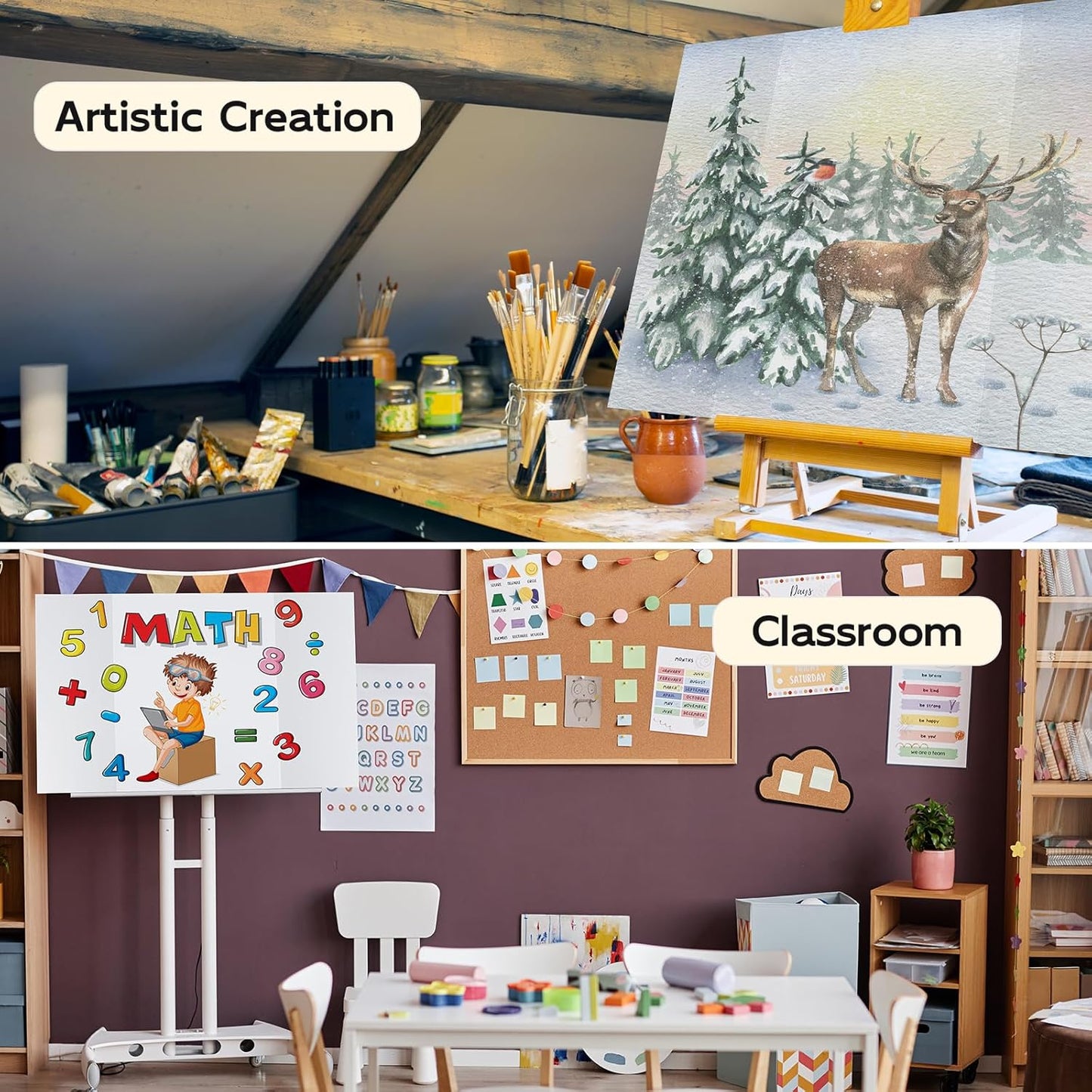 4 Pack Trifold Poster Board, 28x40 Inches White Presentation Board, Portable Display Board for Science Fair, School DIY Project and Business Exhibitions