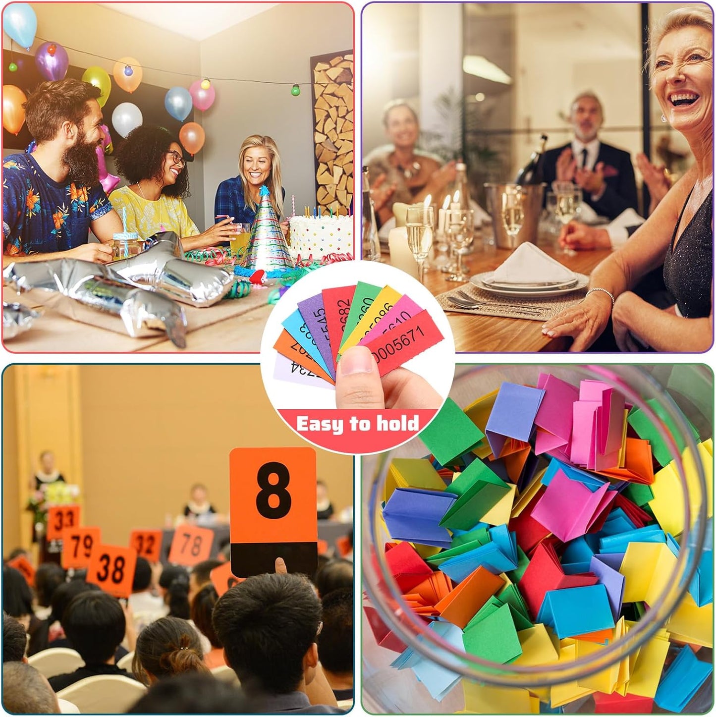 Kosiz 1000 Sheets 25 Bid Raffle Ticket Numbers - Chinese Auction Ticket Sheets for Events, Church (Deep Color)