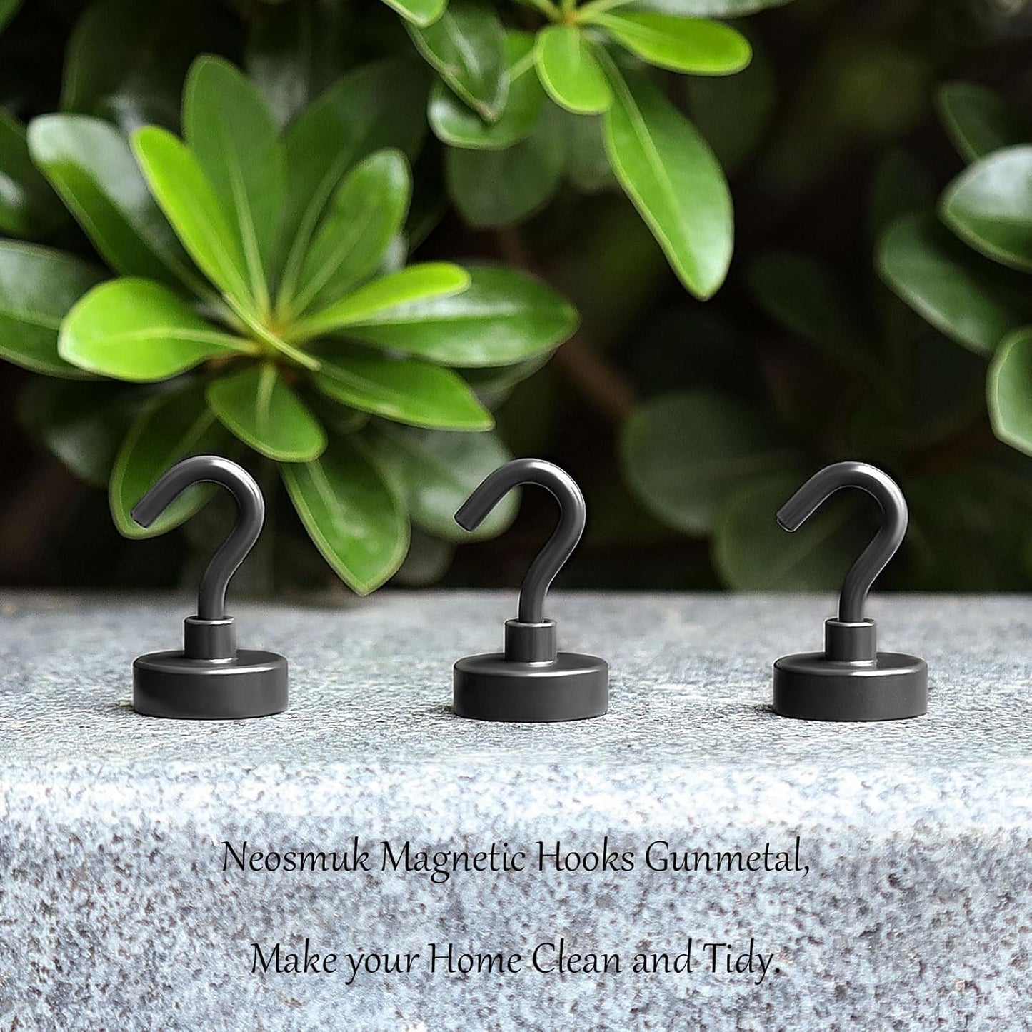 Neosmuk Magnetic Hooks, 40lb Heavy Duty Earth Magnets with Hook for Refrigerator, Extra Strong Cruise Hook for Hanging, Magnetic Hanger for Cabins, Grill (Gunmetal, Pack of 4)