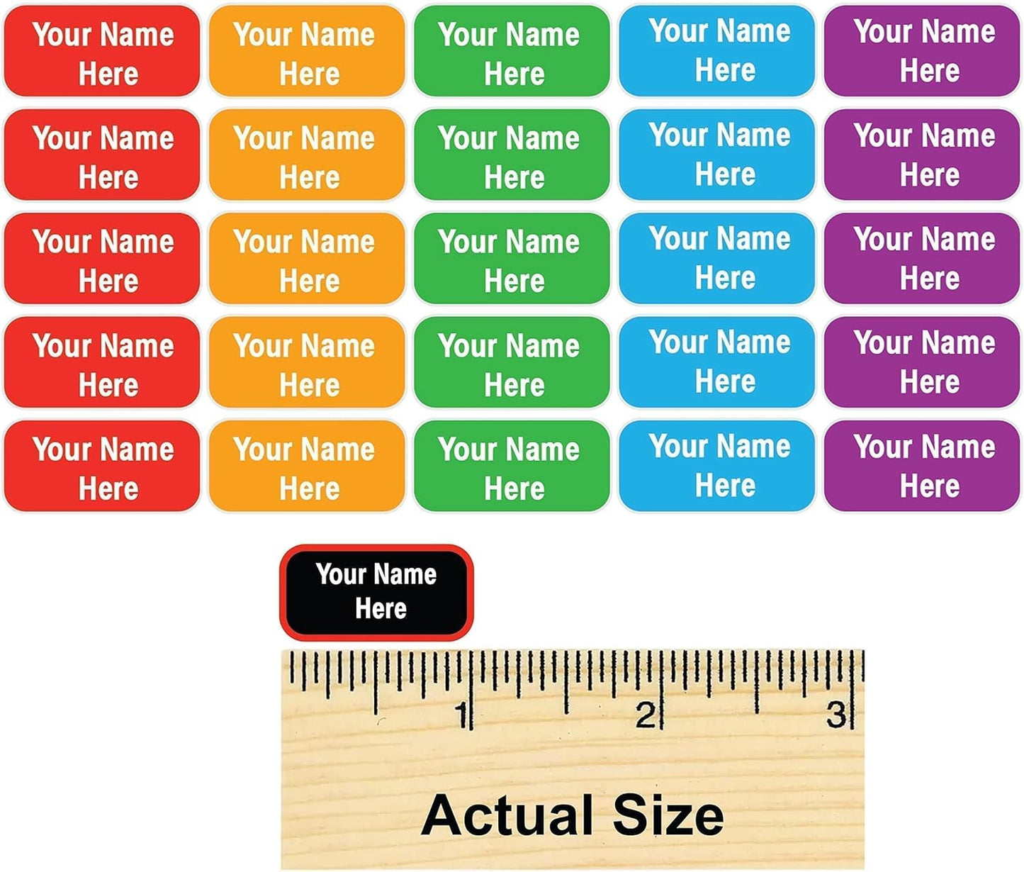 Personalized Waterproof Name Labels Press and Stick Custom Name Stick on Clothing Labels. Customized Up to 3 Lines Great for Camp & Daycare (Space)