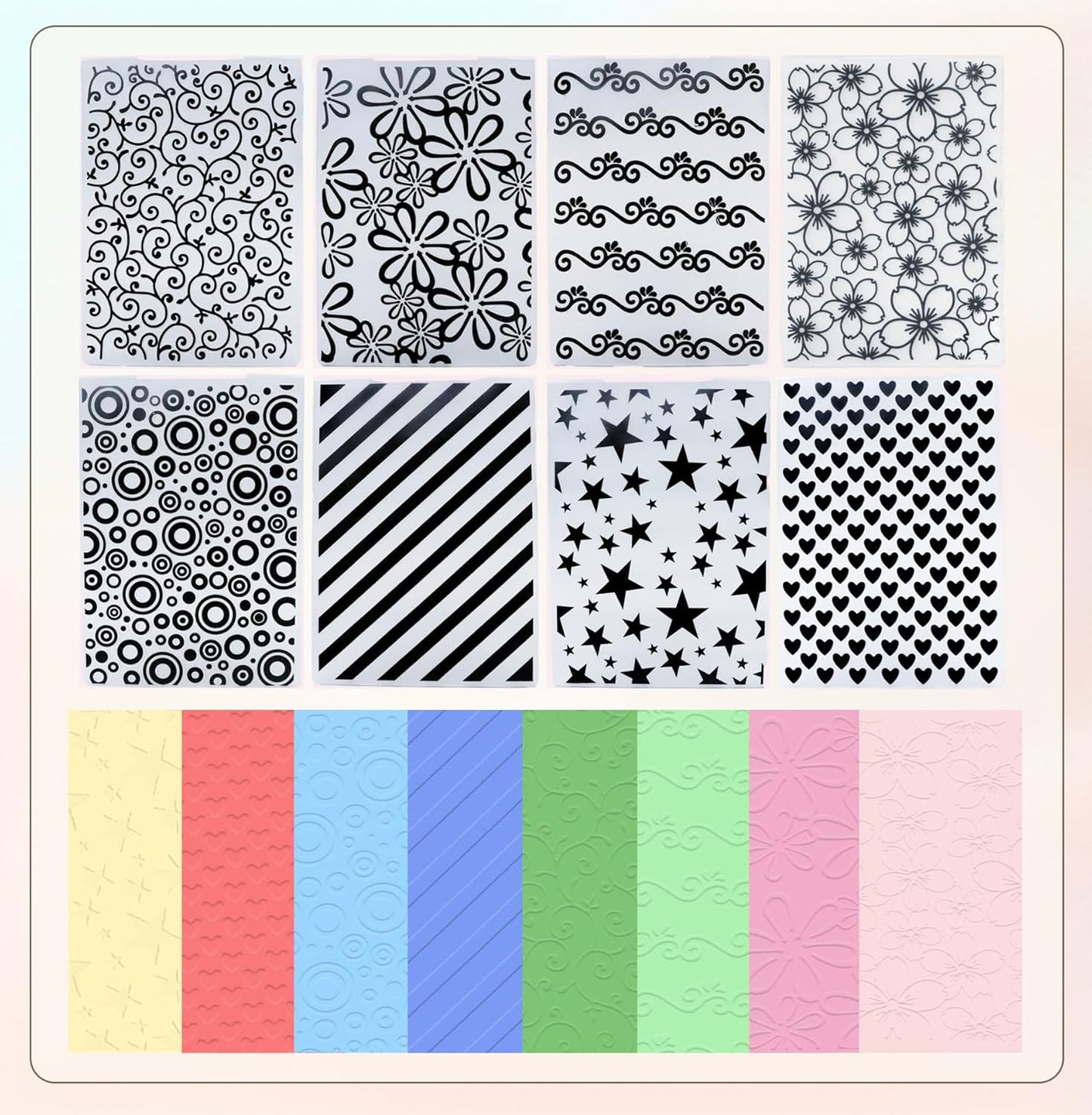 8 Pcs Embossing Folders,Embossing Folders for Card Making,Plastic Paper Card Stencils for Crafts Scrapbook Photo Album DIY,"5.8 x 4.1"(Elegant Style)