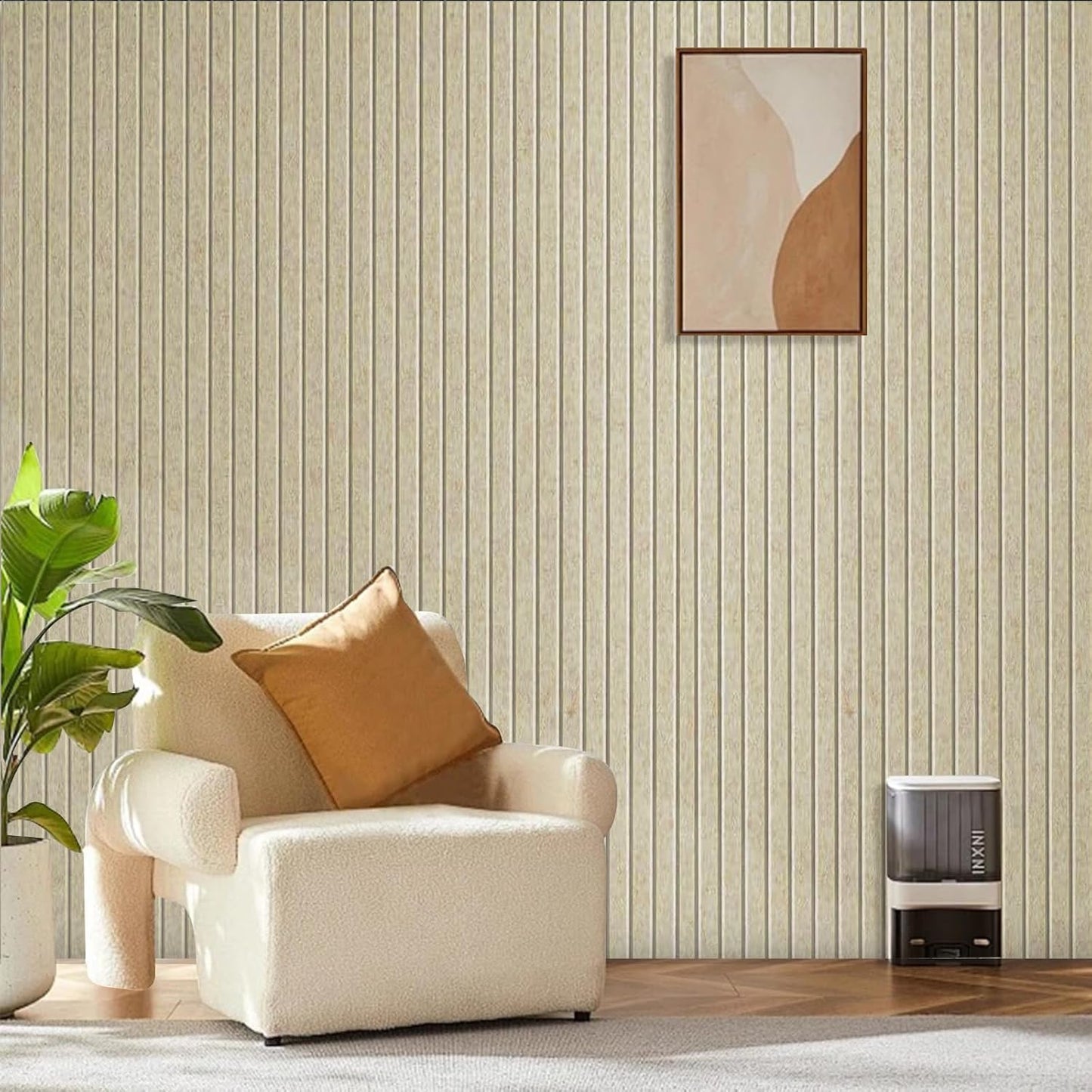 Large Cork Board for Office, 8 Pack Felt Wall Tiles with Slat Wall Paneling, Felt Bulletin Board Pin Board Cork Boards for Walls (Tan)