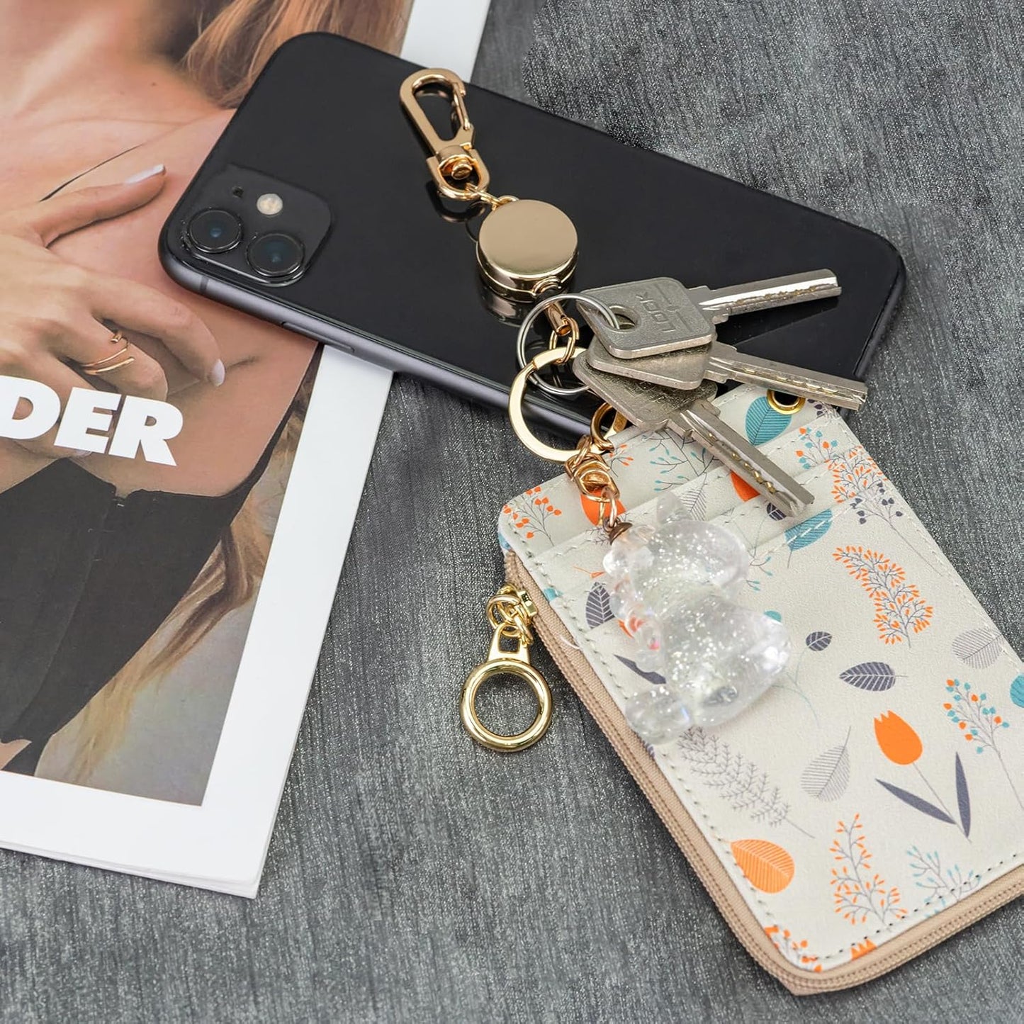 bolimoss 3 Pack Retractable Badge Reel Metal ID Badge Holder with Belt Clip Key Ring for Name Card Keychain for Nurse,Volunteer,Teacher,Student (Gold)