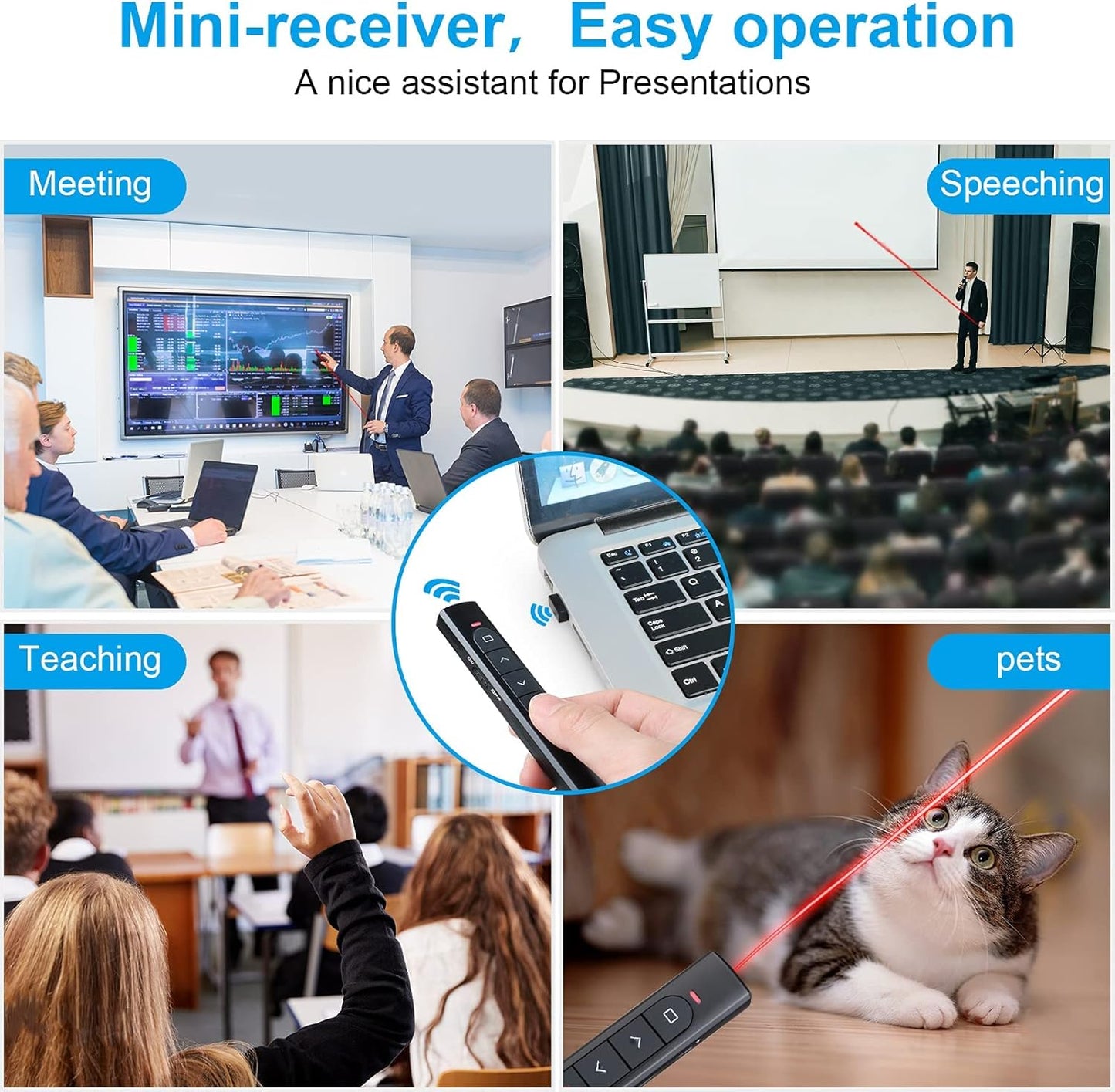 (2 Units) Wireless Presenter Remote with Case, Presentation Clicker with Hyperlink & Volume Remote Control PowerPoint Office Presentation Clicker for Keynote/PPT/Mac/PC/Laptop(Battery Included)