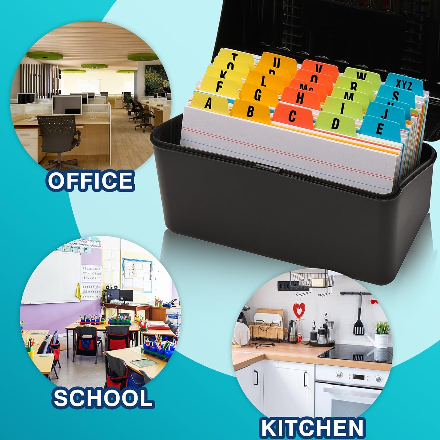 Chell 3x5 Plastic Index Card Dividers, Heavyweight Poly Index Card Guides A-Z for Flash Cards and Recipe Cards, with Alphabetical/Blank Stickers, Pack of 25