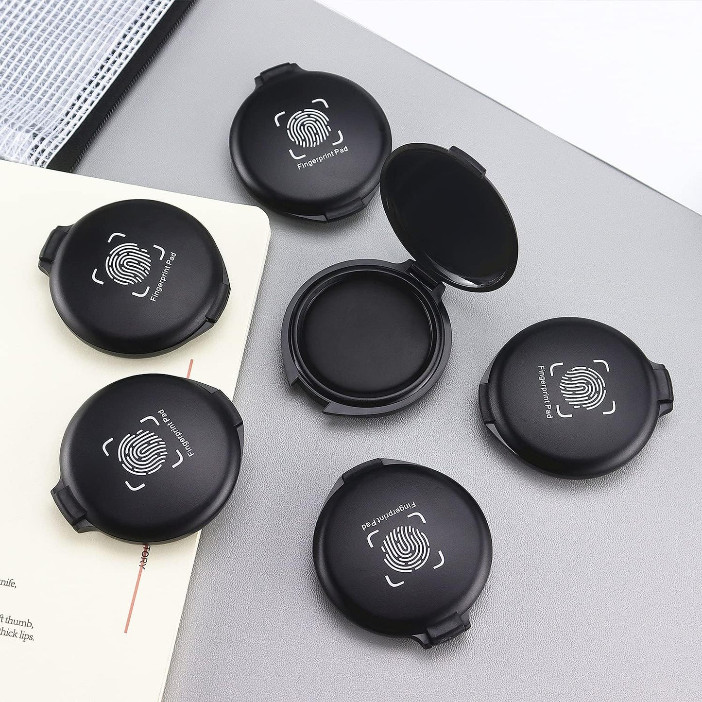 Hutou 3 Pack Stamp Pad Ink Pad Thumbprint Fingerprint Ink Pad for Notary Supplies Identification Security ID Fingerprint Cards Law Enforcement Fingerprint Black Stamp Ink pad