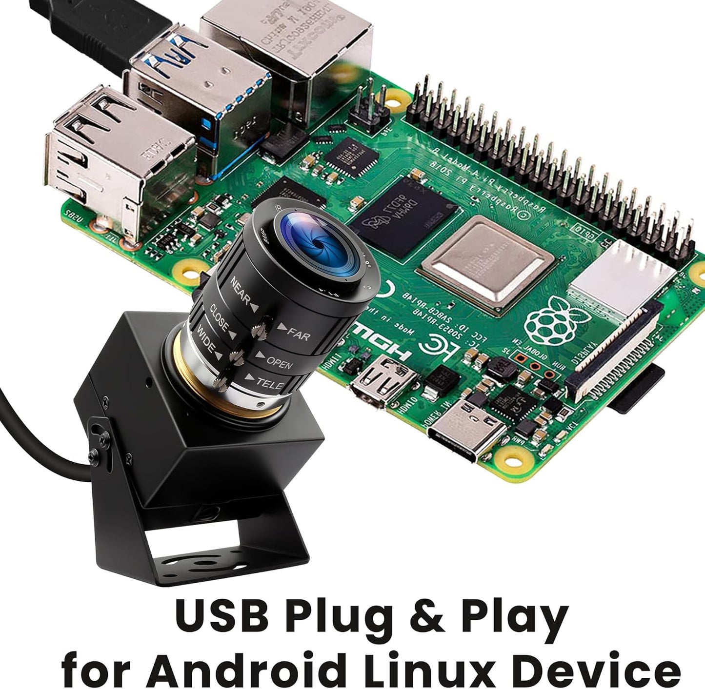 USB Camera 120fps High Speed Webcam Golf Swing 4K 12Megapixels USB Cam with 3X Manual Optical Zoom Lens Lightburn PC Computer Plug and Play for Linux Windows Mac OS