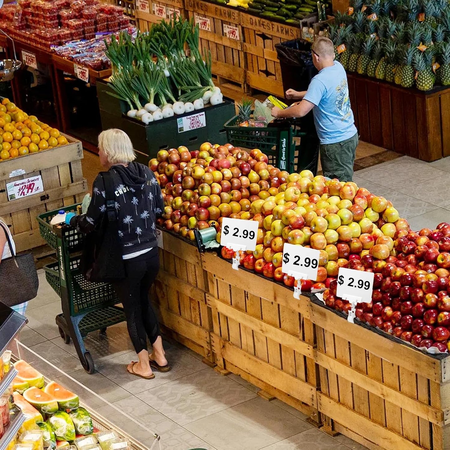 Biaungdo 12 Pcs Plastic Chalkboard Sign with Rotating Clip, Erasable Blackboard Price Tags Double Sided Waterproof Blackboard Clips Display Clip Holder for Shelves,Store,Business, Supermarket(White)
