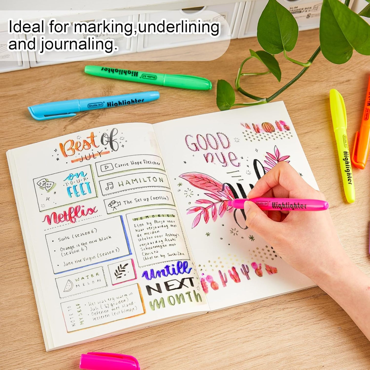 Shuttle Art 288 Pack Highlighters, Highlighters Assorted Colors Set, 8 Bright Colors Chisel Tip Dry-Quickly Non-Toxic Highlighter Markers Bulk for Adults Kids Highlighting in Home School Office