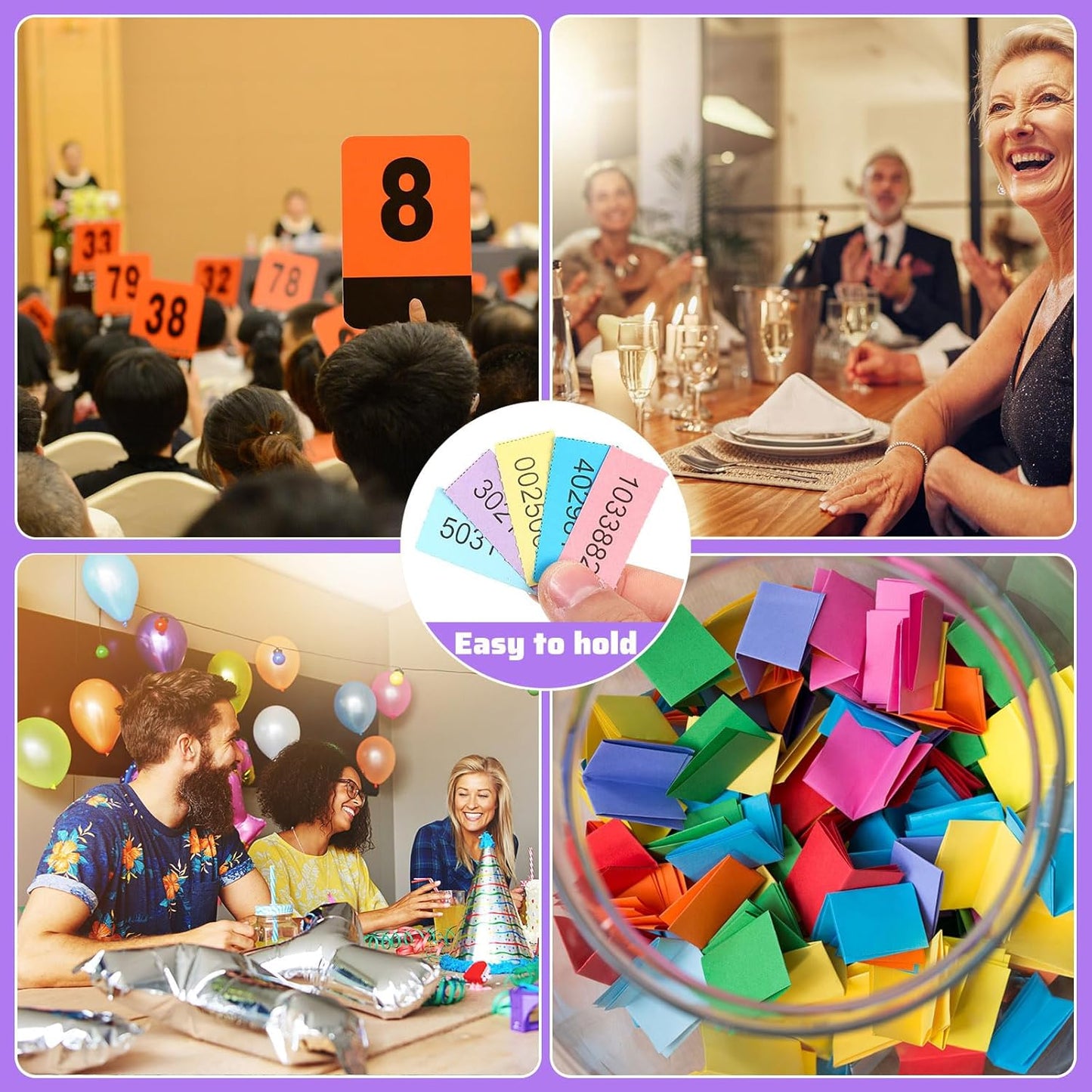 Kosiz 504 Sheets 25 Bid Raffle Ticket with Different Numbers Per Sheet Chinese Auction Tickets for Events Church Basket Auction Silent (Multicolor)