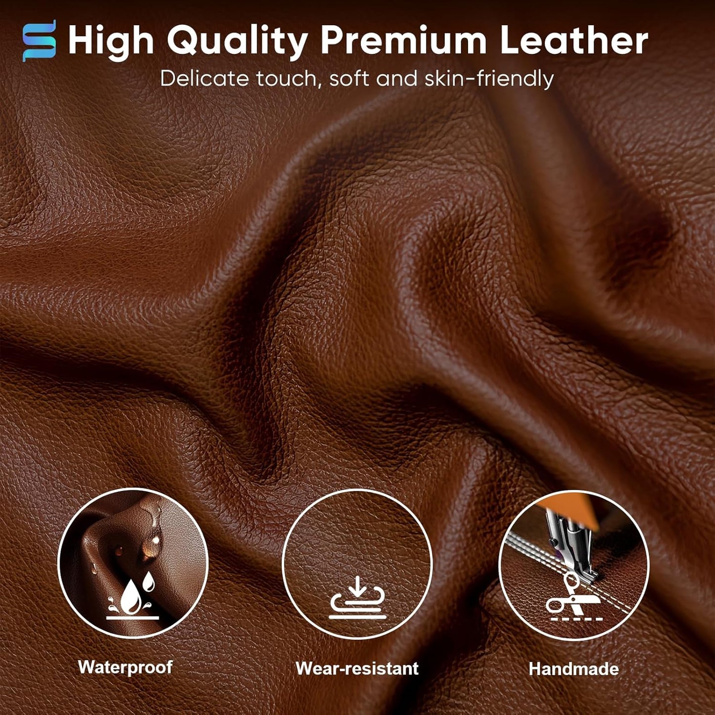 Sytas Executive Leather Office Chair, Comfy Desk Chair with Adjustable Headrest & Flip-up Padded Arms & Lumbar Support, Adjustable Hight and Tilt, Rolling Swivel, Brown