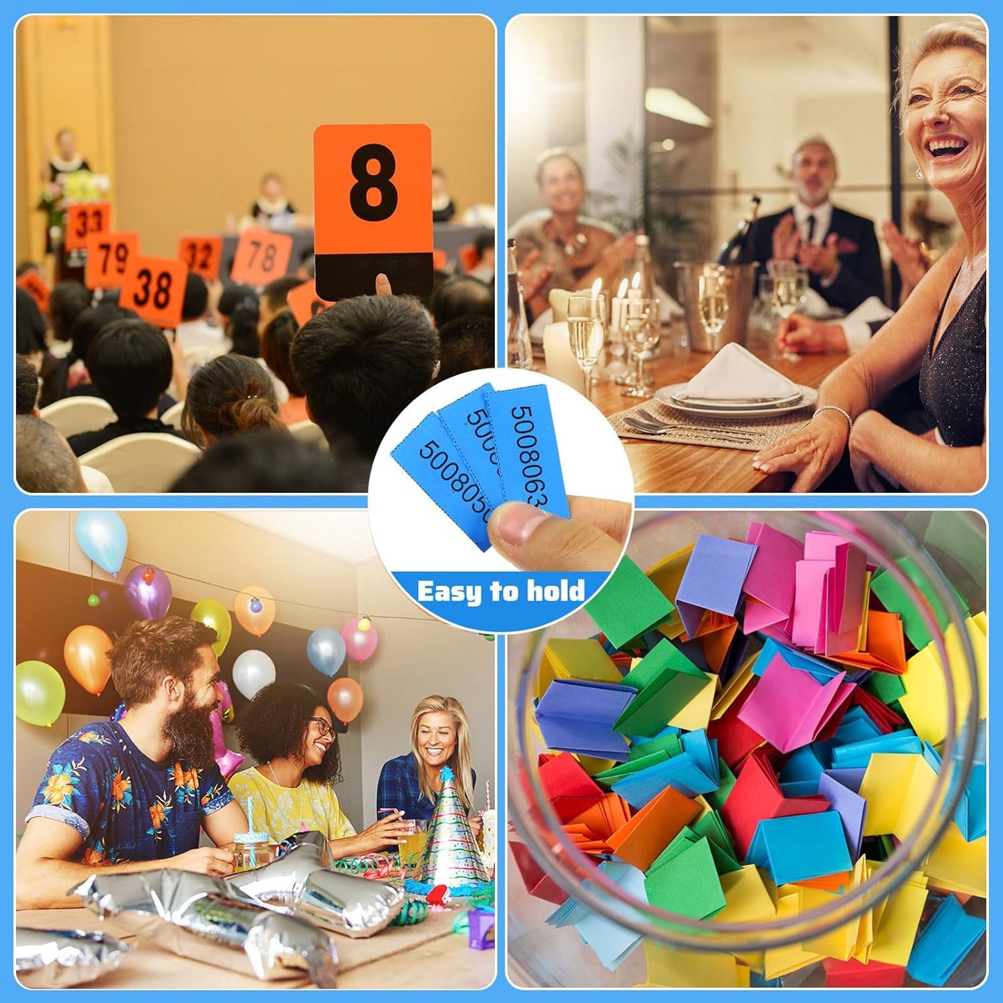 Kosiz 1000 Sheets 25 Bid Raffle Tickets Chinese Auction Ticket Sheets for Events Church (Lake Blue)