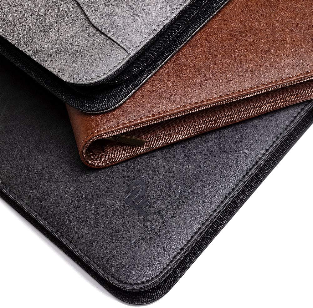 Portfolio Organizer - 3 Ring Binder with Notepad - 1.5 Inch Rings - Zippered Storage Pockets for Papers, Travel Documents, Presentation Folder, Cards, Passport, Tickets - Black