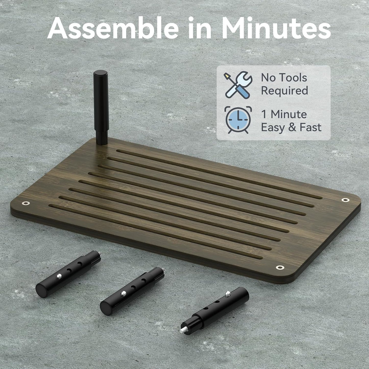 2 Pack Bamboo Monitor Stand Riser, 4 Adjustable Height, Laptop Stand with Airflow Vents, Desk Organizer for Computer, PC, Printer (Wenge)