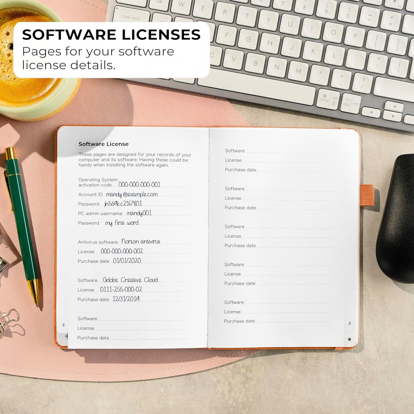 Clever Fox Password Book with alphabetical tabs. Internet Address Organizer Logbook. Medium Password Keeper for Website Logins (Orange)