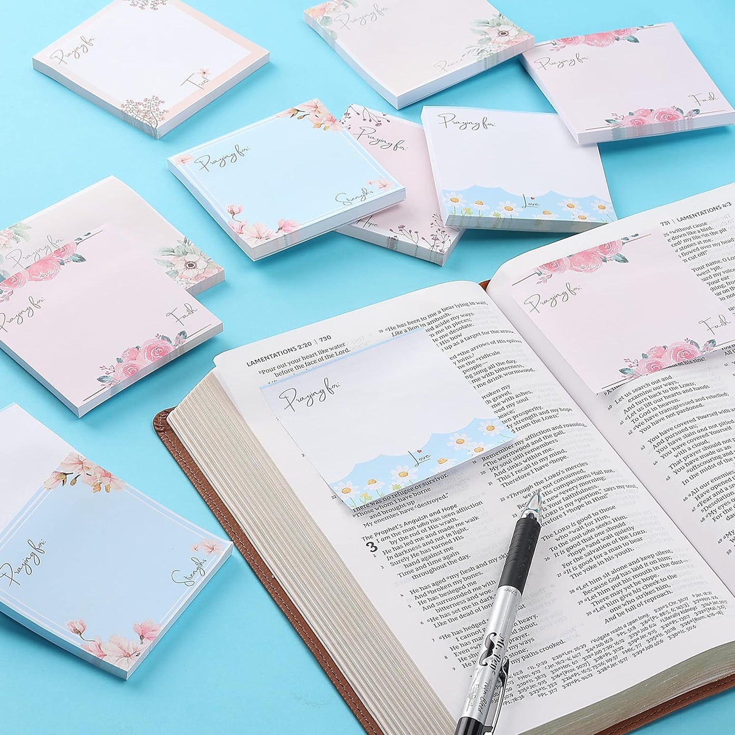 Mr. Pen- Floral Sticky Notes, 3'x3', 12 Pads, Aesthetic Colorful Sticky Notes in Bulk